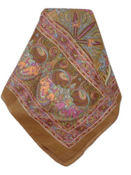 Classic Paisley Long Scarf Mulberry Silk Anya Caramel by Pashmina & Silk