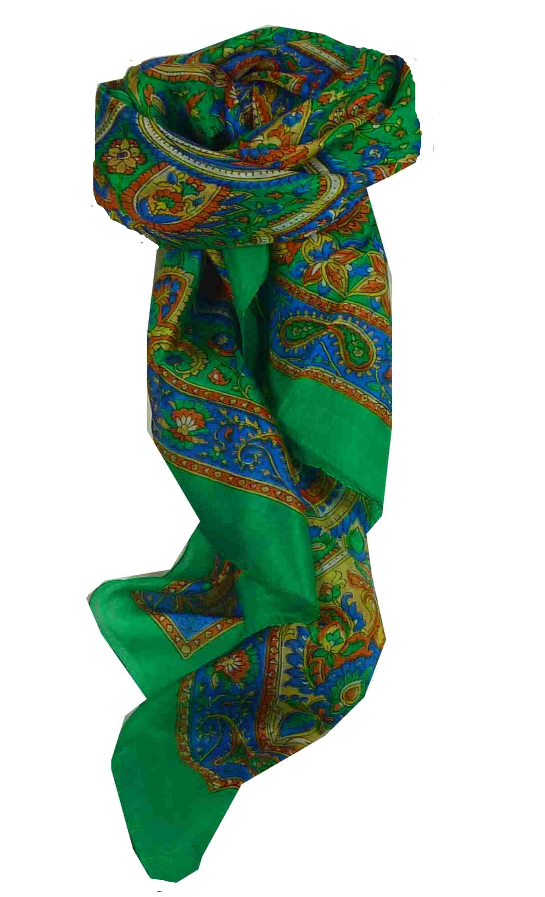 Mulberry Silk Traditional Square Scarf Kalinda Teal by Pashmina & Silk