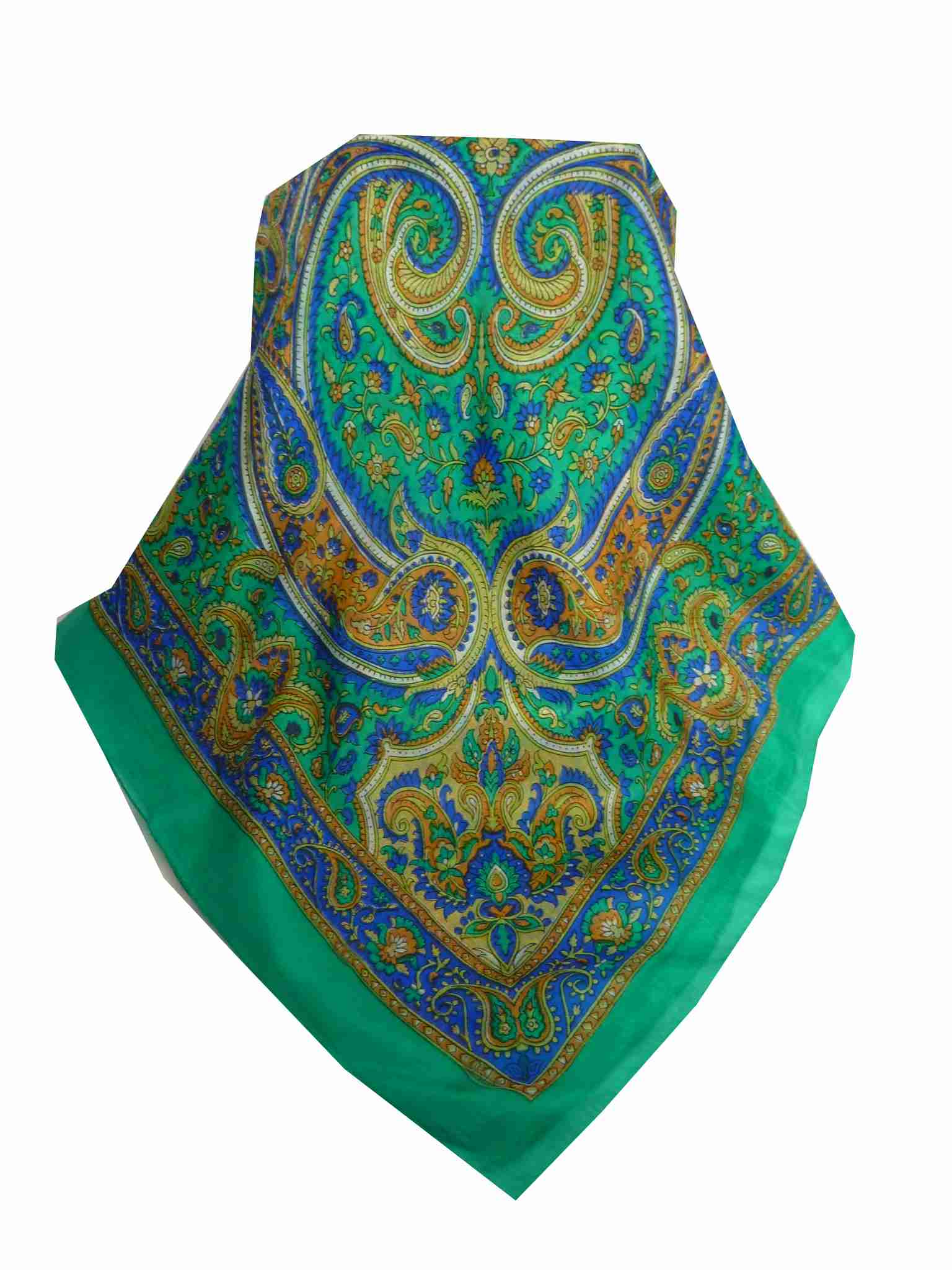 Mulberry Silk Traditional Square Scarf Kalinda Teal by Pashmina & Silk