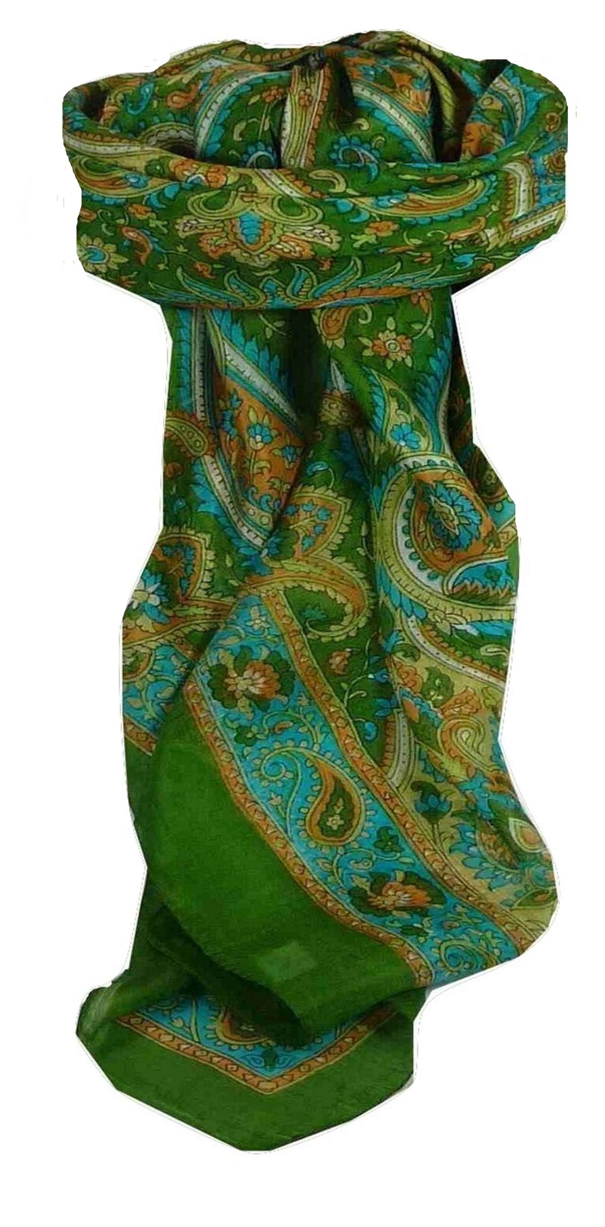 Mulberry Silk Traditional Square Scarf Kalinda Sage by Pashmina & Silk