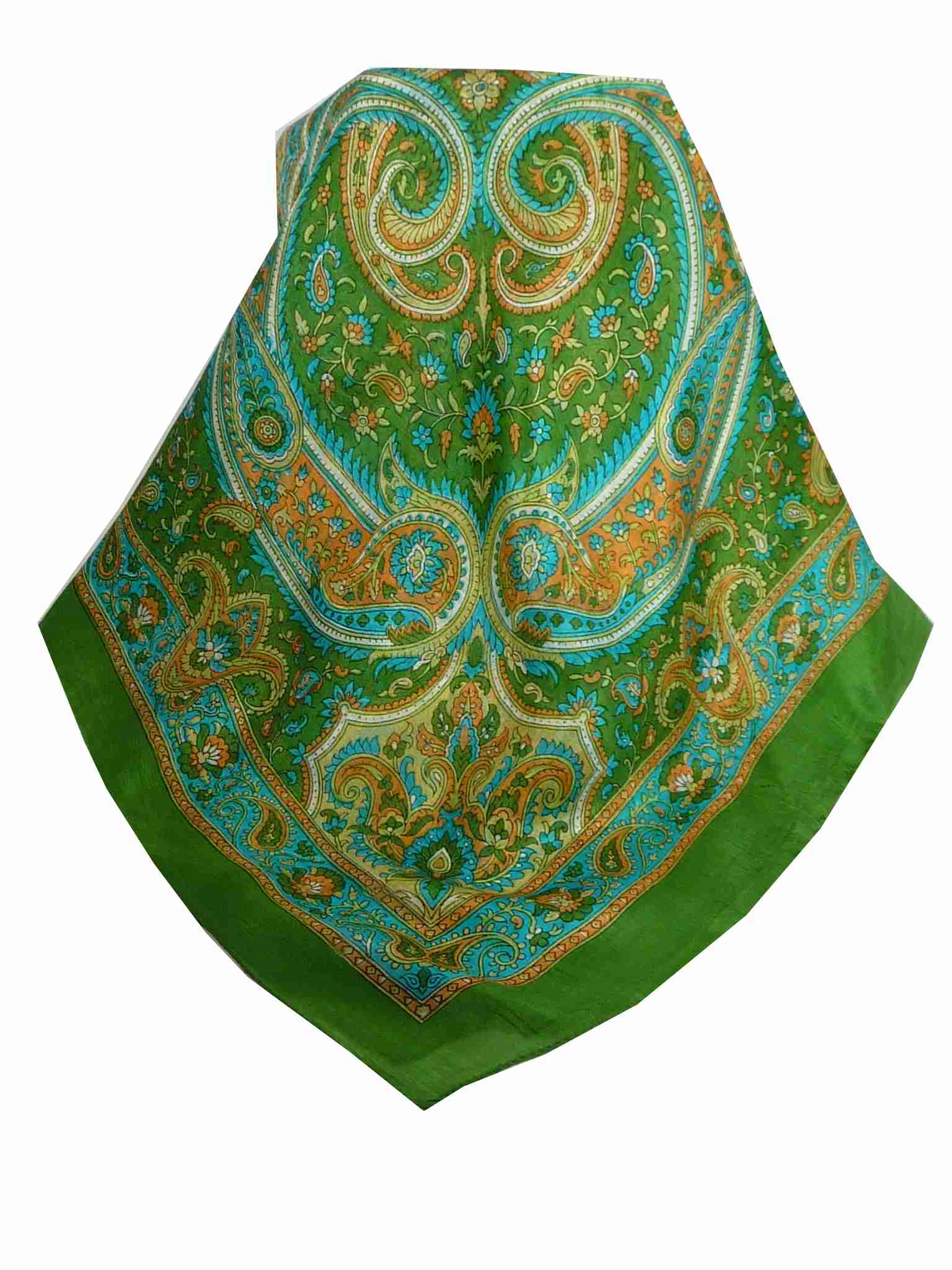 Mulberry Silk Traditional Square Scarf Kalinda Sage by Pashmina & Silk