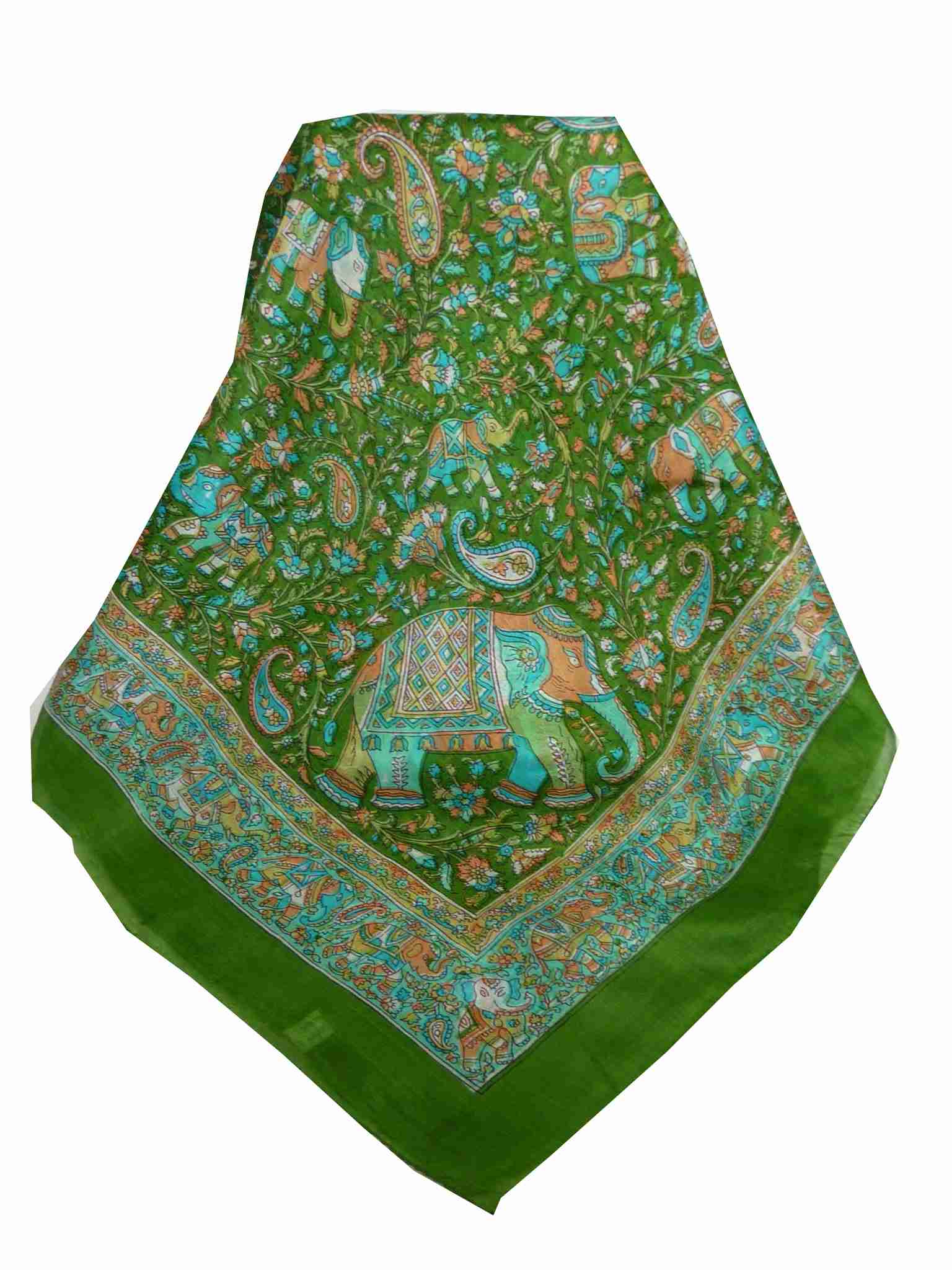 Tradizionale Sciarpa Quadrata di Seta Kalpi Sage di Pashmina & Silk