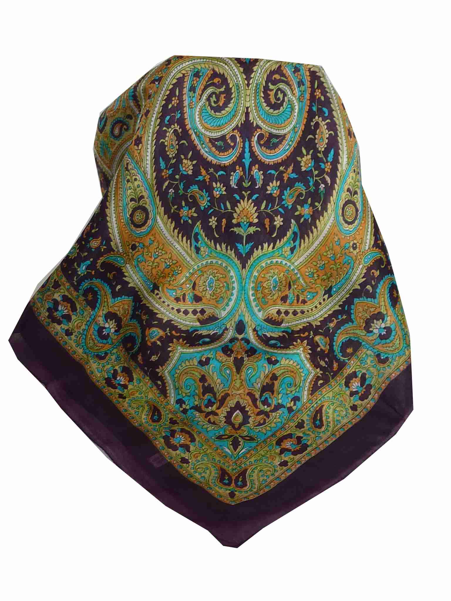 Mulberry Silk Traditional Square Scarf Kalinda Damask by Pashmina & Silk