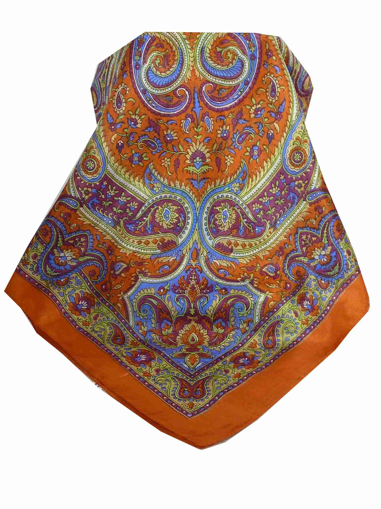 Mulberry Silk Traditional Square Scarf Kalinda Terracotta by Pashmina & Silk