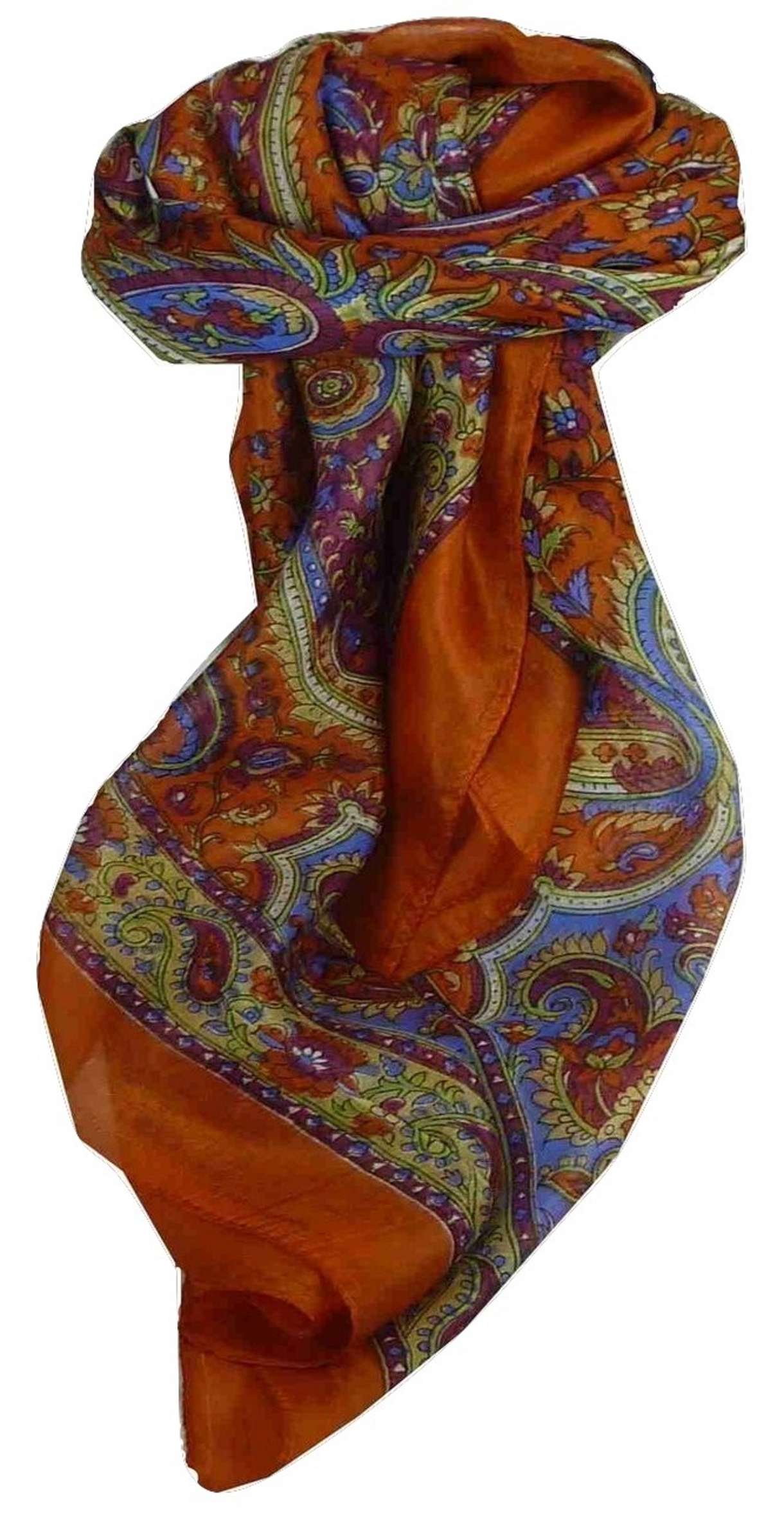 Mulberry Silk Traditional Square Scarf Kalinda Terracotta by Pashmina & Silk