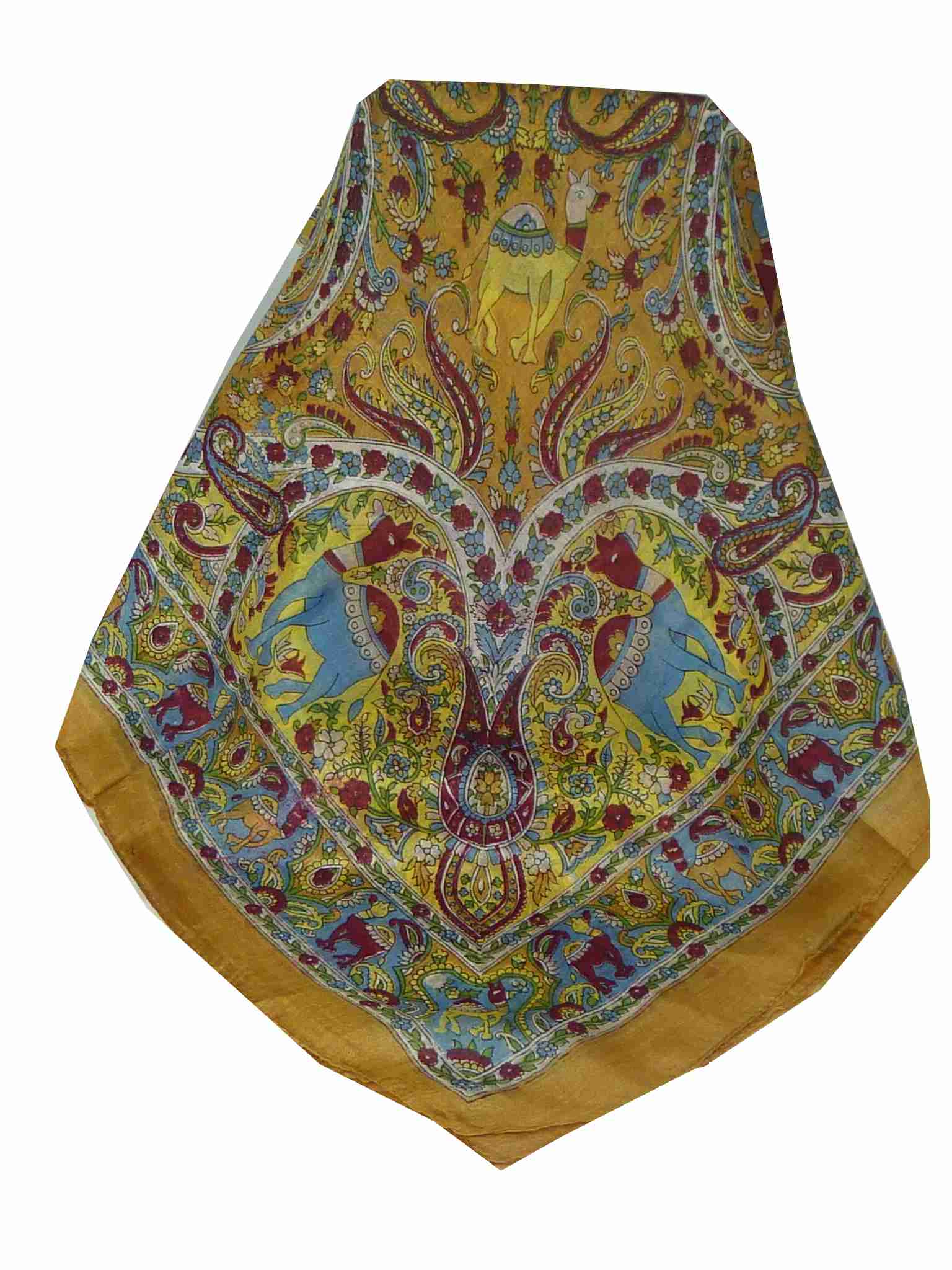 Mulberry Silk Traditional Square Scarf Kaladi Caramel by Pashmina & Silk