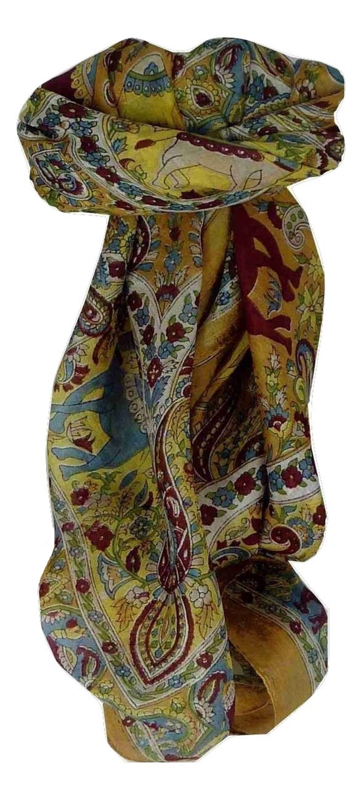 Mulberry Silk Traditional Square Scarf Kaladi Caramel by Pashmina & Silk