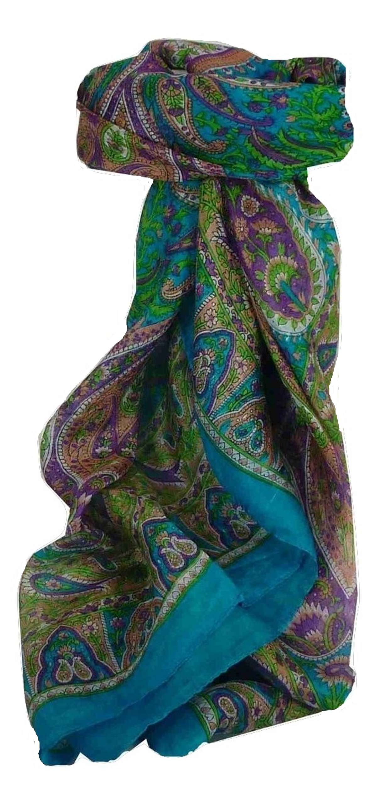 Echarpe Traditional Soie de Mûrier Guyan Light Blue de Pashmina & Silk 