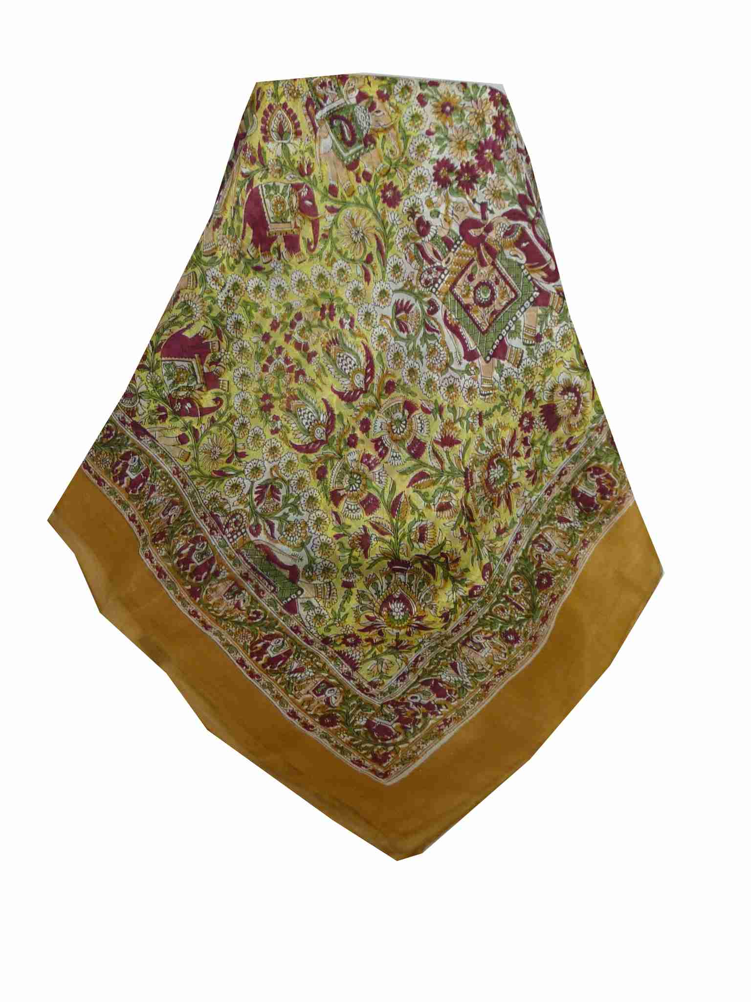 Mulberry Silk Traditional Square Scarf Har Caramel & Wine by Pashmina & Silk