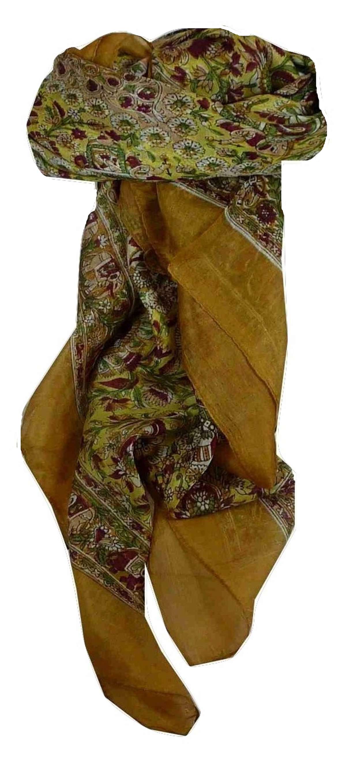 Mulberry Silk Traditional Square Scarf Har Caramel & Wine by Pashmina & Silk