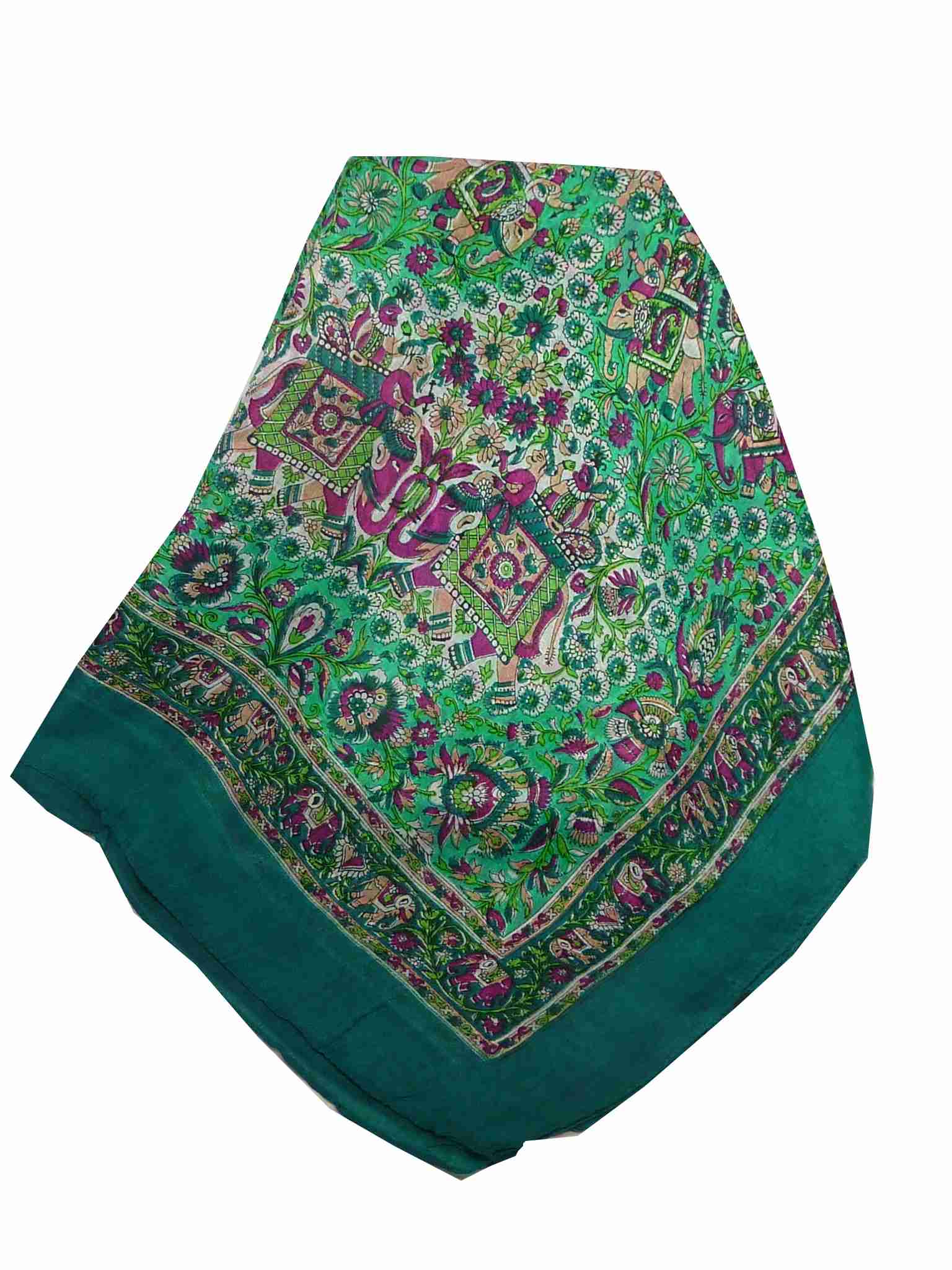 Mulberry Silk Traditional Square Scarf Har Teal by Pashmina & Silk