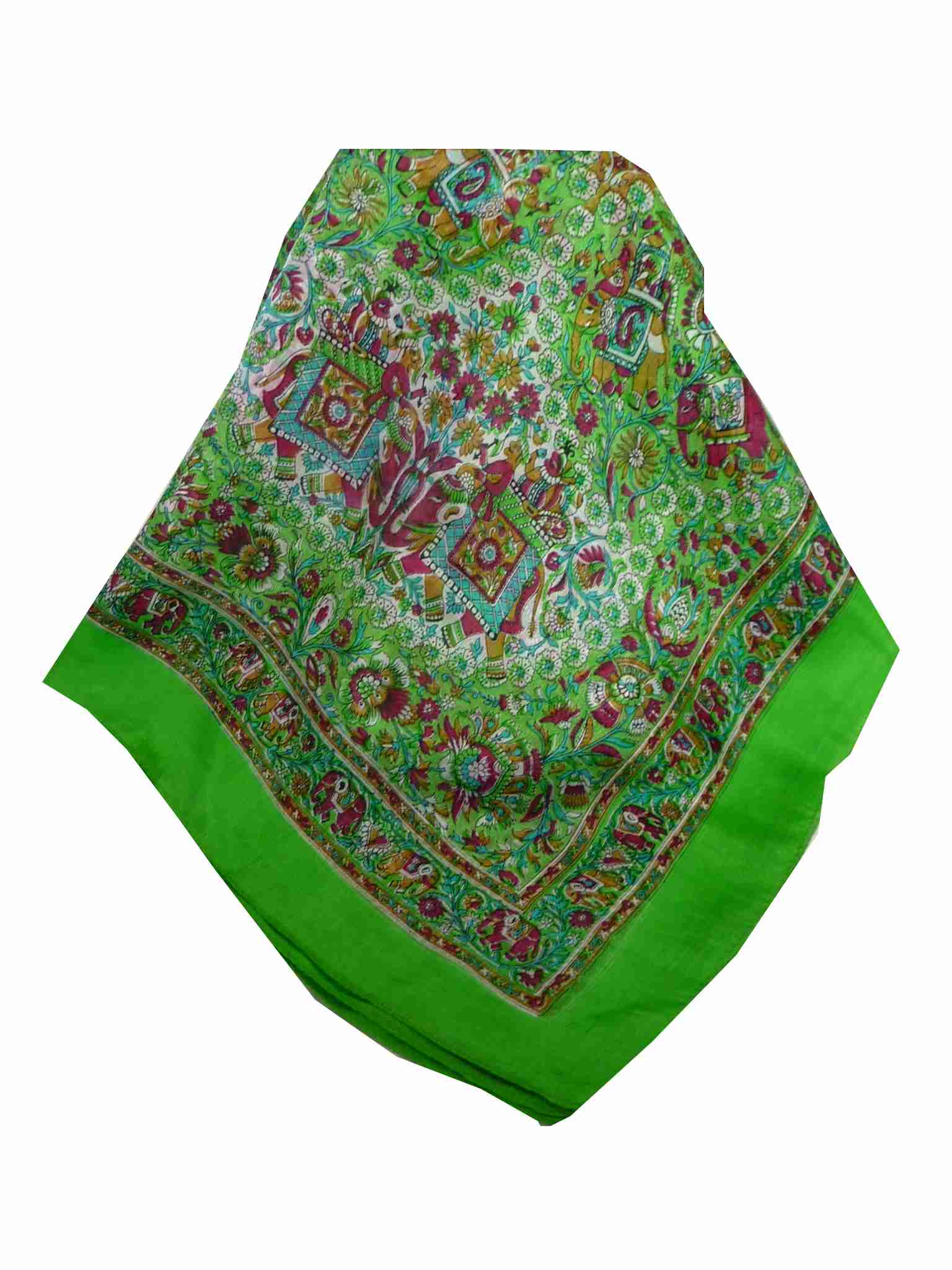 Mulberry Silk Traditional Square Scarf Har Citron Vert by Pashmina & Silk