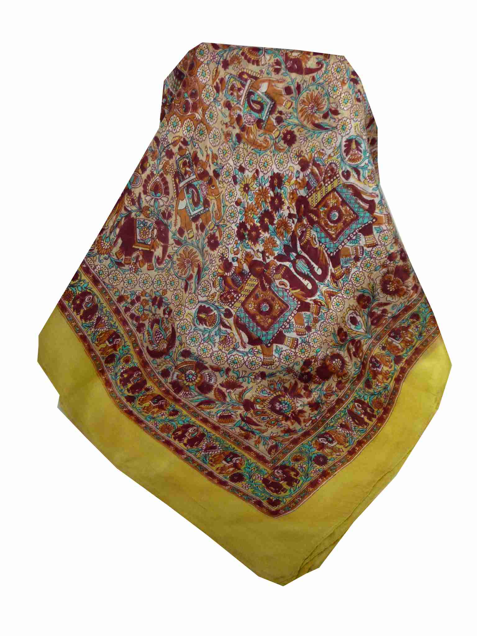 Mulberry Silk Traditional Square Scarf Har Primrose by Pashmina & Silk