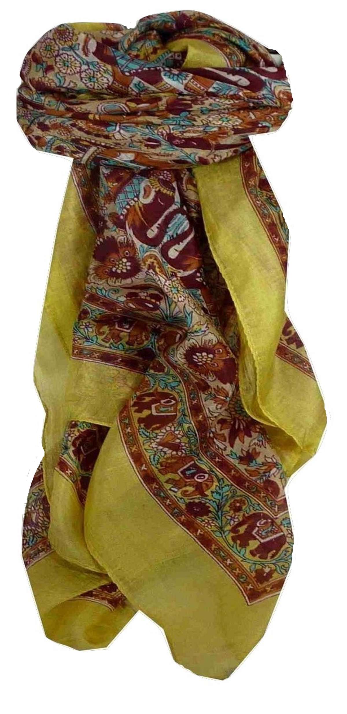 Mulberry Silk Traditional Square Scarf Har Primrose by Pashmina & Silk