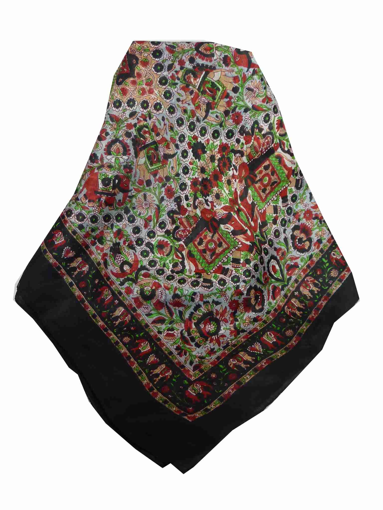 Mulberry Silk Traditional Square Scarf Har Black by Pashmina & Silk