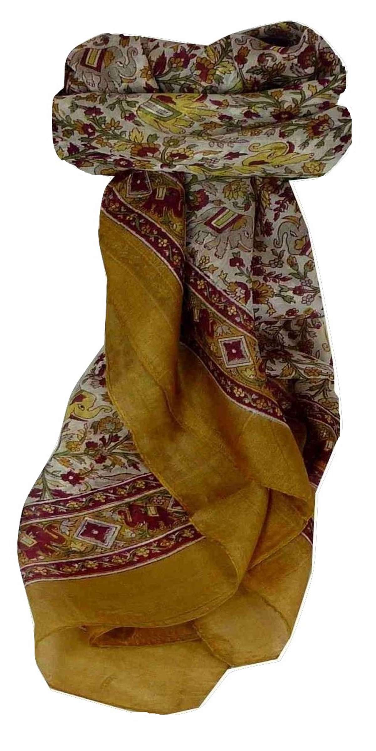 Tradizionale Sciarpa Quadrata di Seta Jaipur Gold di Pashmina & Silk