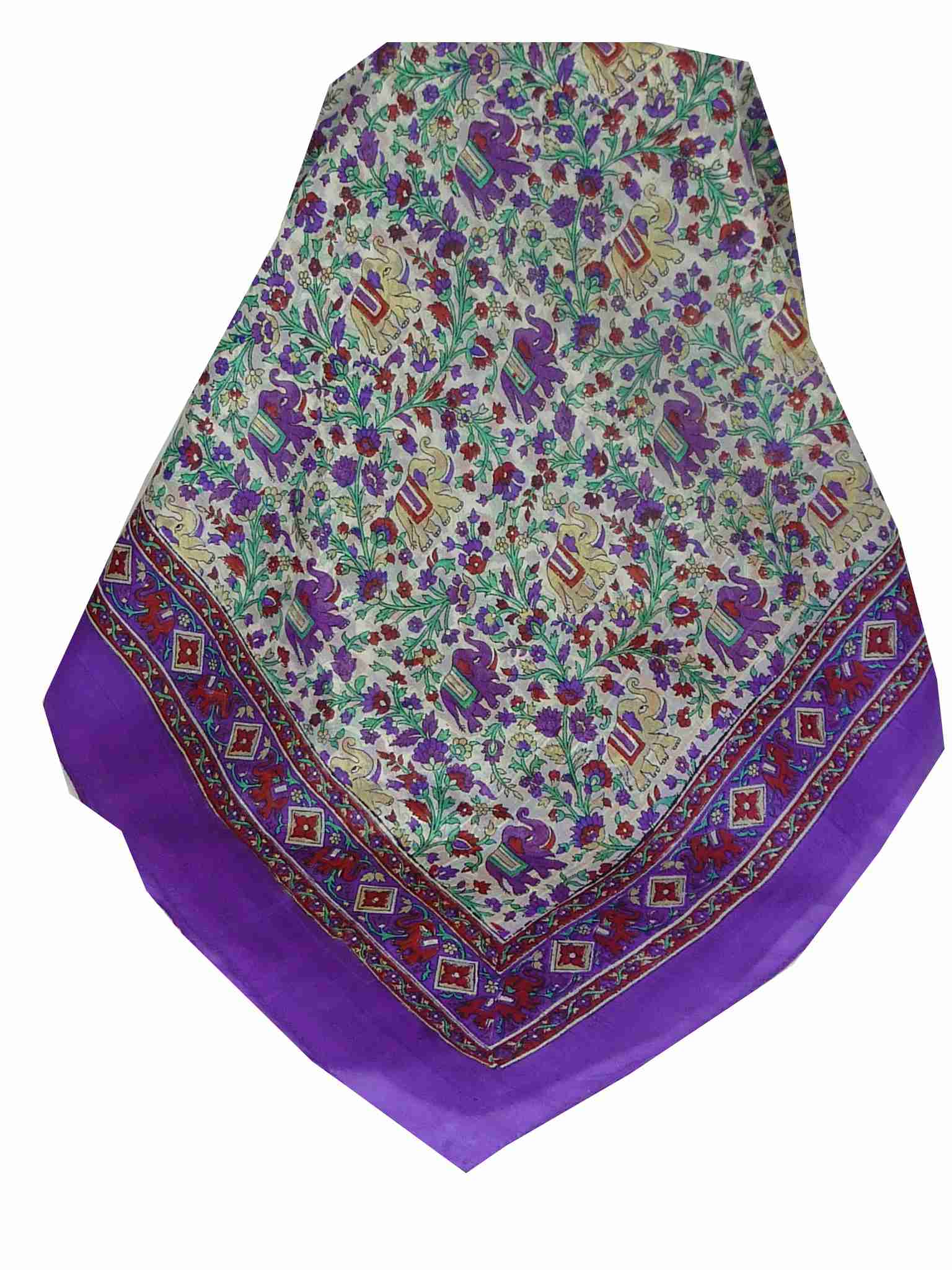 Tradizionale Sciarpa Quadrata di Seta Jaipur Purple di Pashmina & Silk