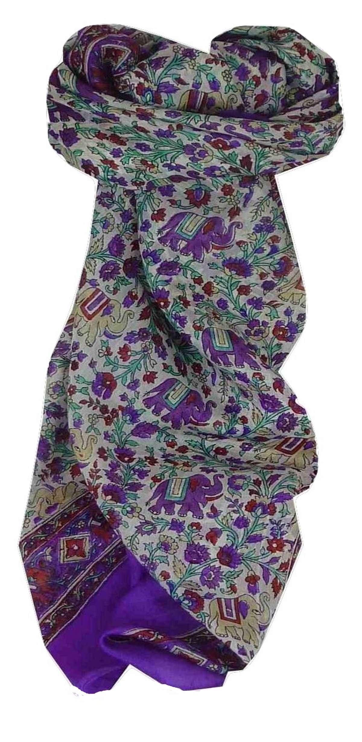 Tradizionale Sciarpa Quadrata di Seta Jaipur Purple di Pashmina & Silk