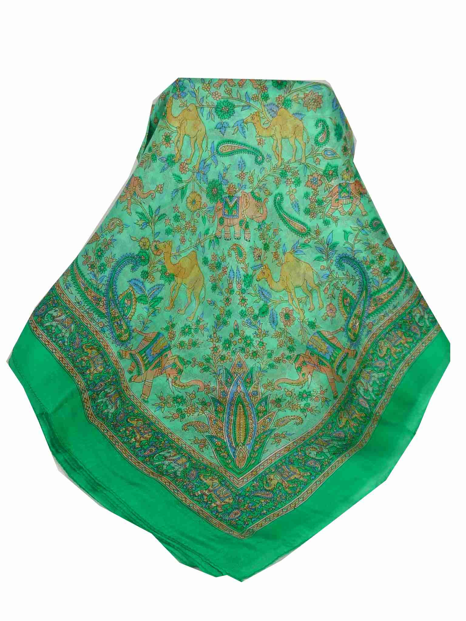 Tradizionale Sciarpa Quadrata di Seta Goral Teal di Pashmina & Silk