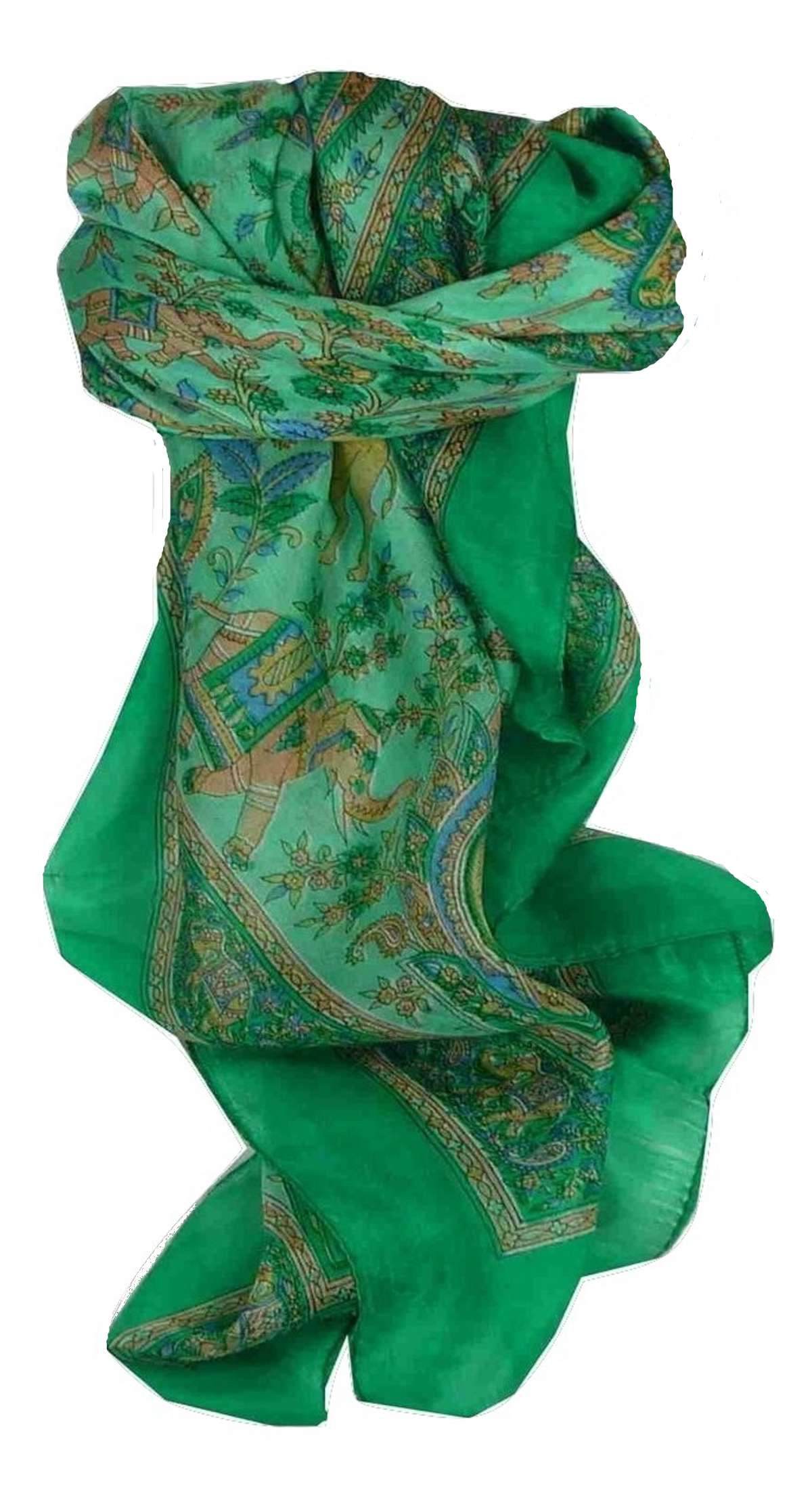 Tradizionale Sciarpa Quadrata di Seta Goral Teal di Pashmina & Silk