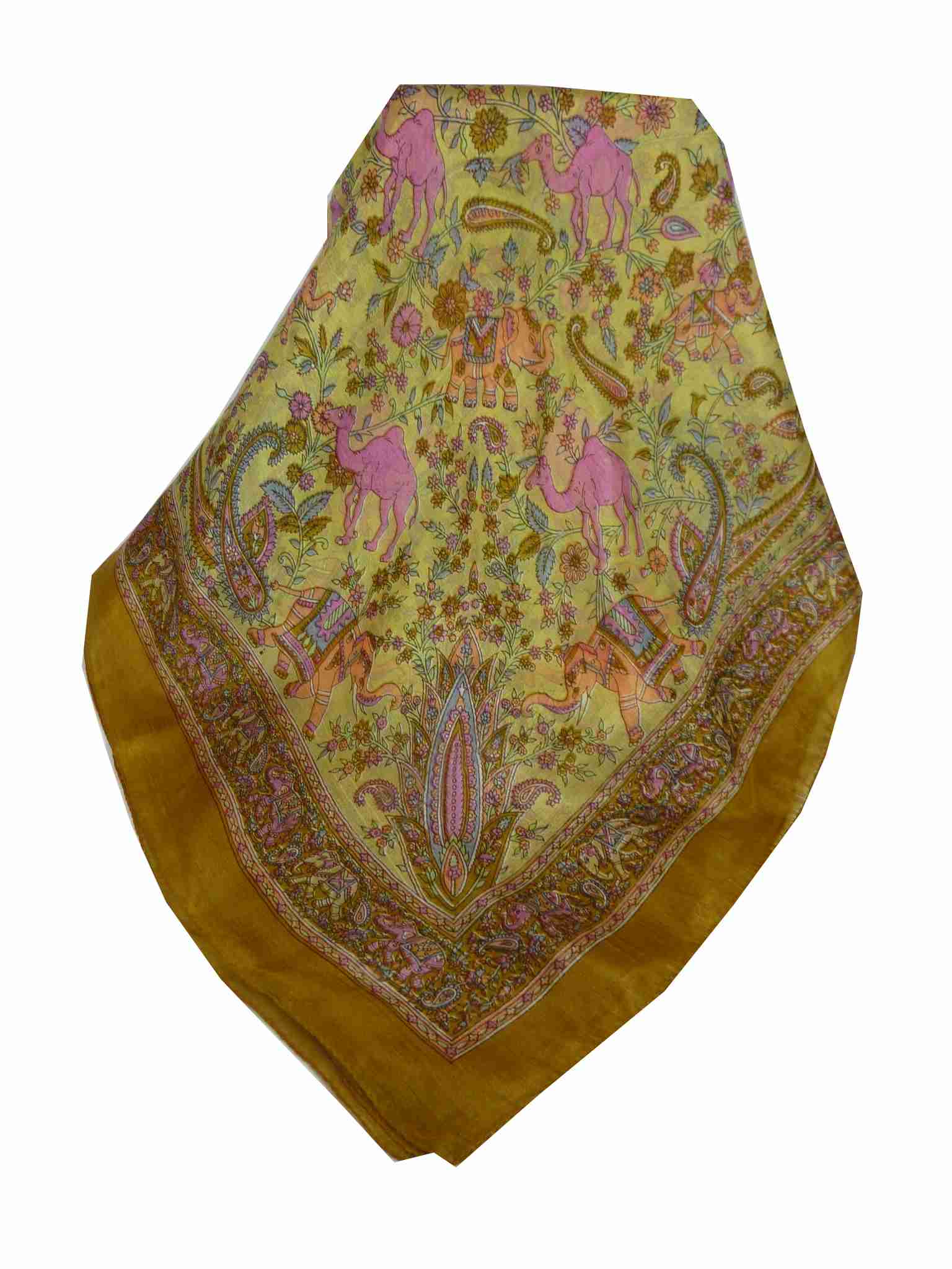 Tradizionale Sciarpa Quadrata di Seta Goral Coffee di Pashmina & Silk