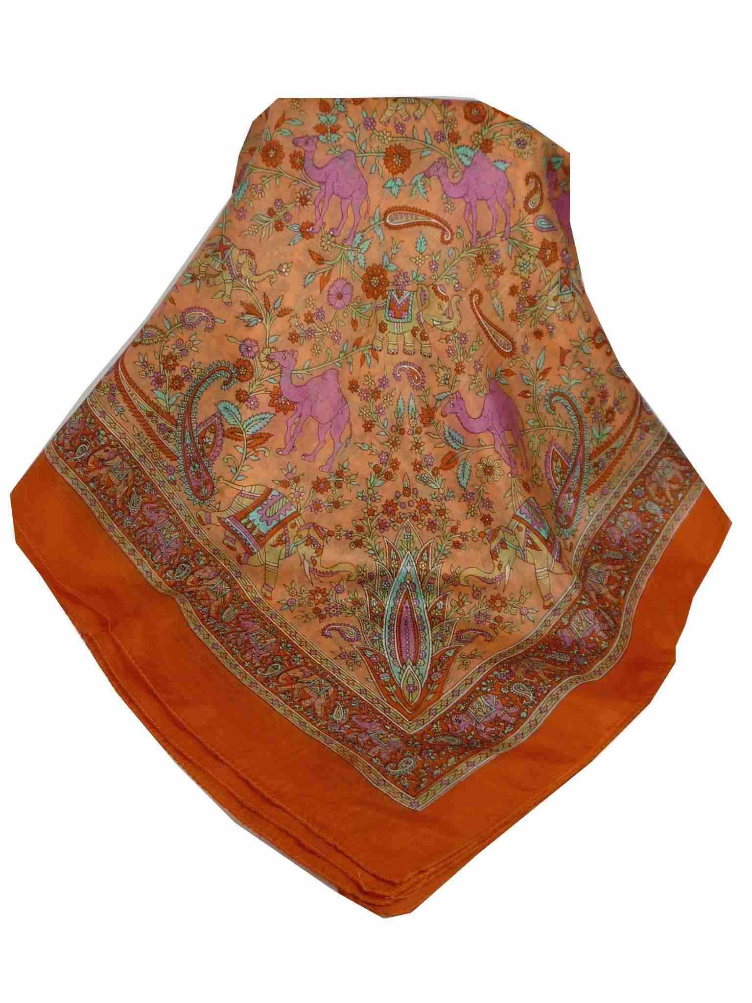 Tradizionale Sciarpa Quadrata di Seta Goral Terracotta di Pashmina & Silk