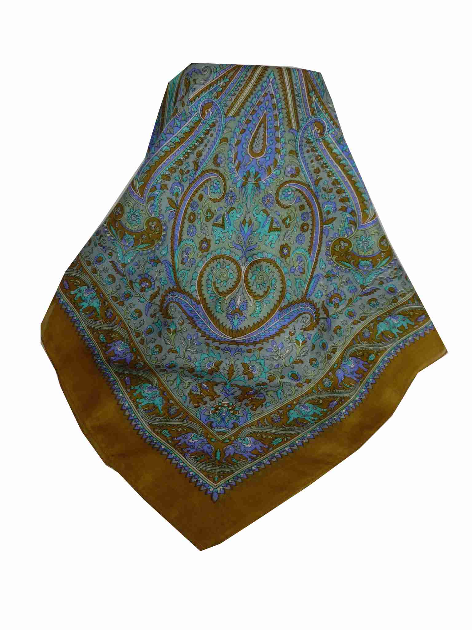 Tradizionale Sciarpa Quadrata di Seta Dida Caramel di Pashmina & Silk