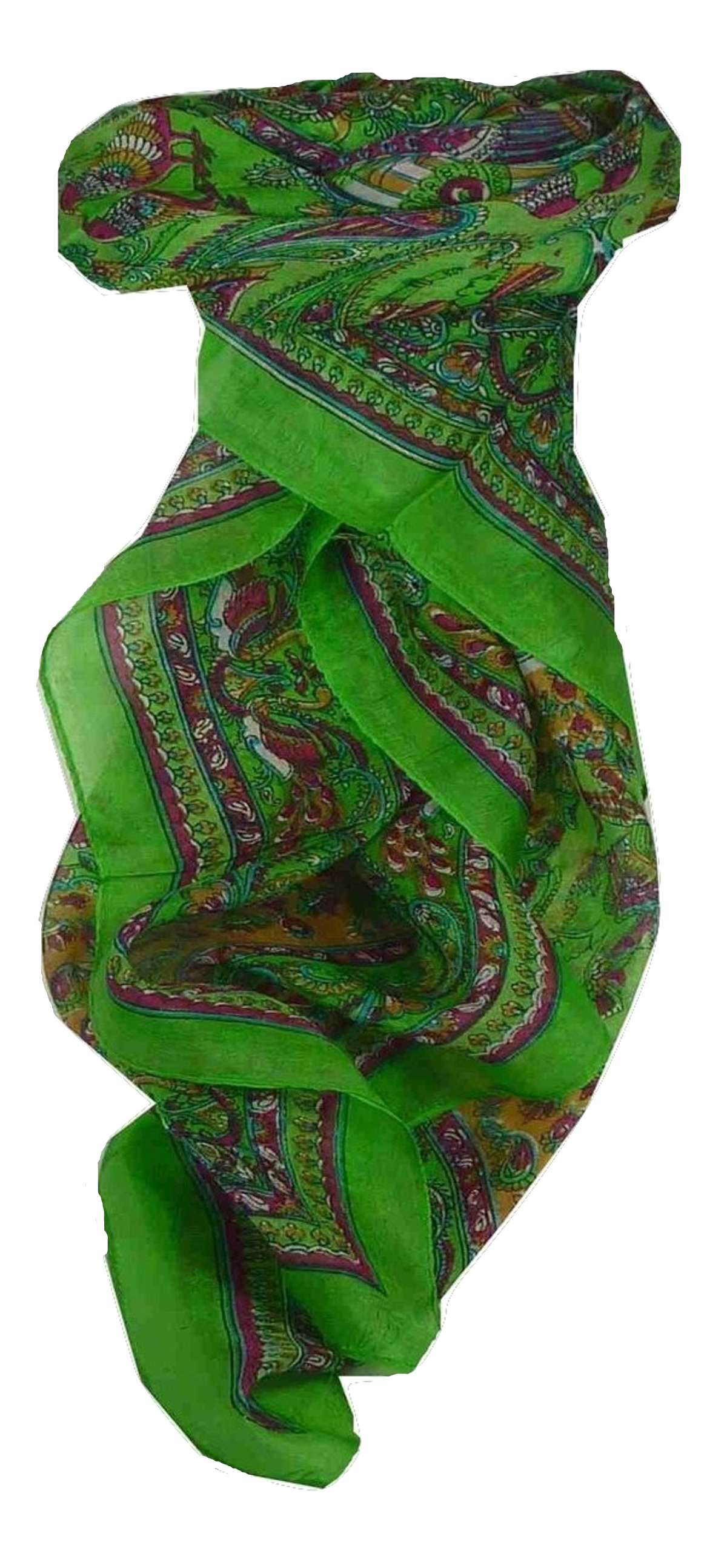 Mulberry Silk Traditional Square Scarf Dawa Citron Vert by Pashmina & Silk