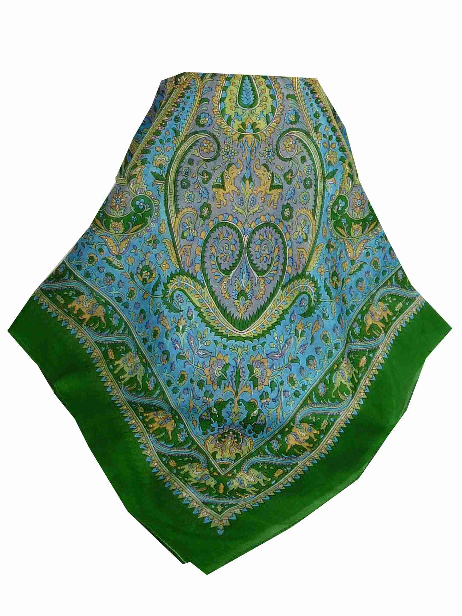 Tradizionale Sciarpa Quadrata di Seta Dida Sage di Pashmina & Silk