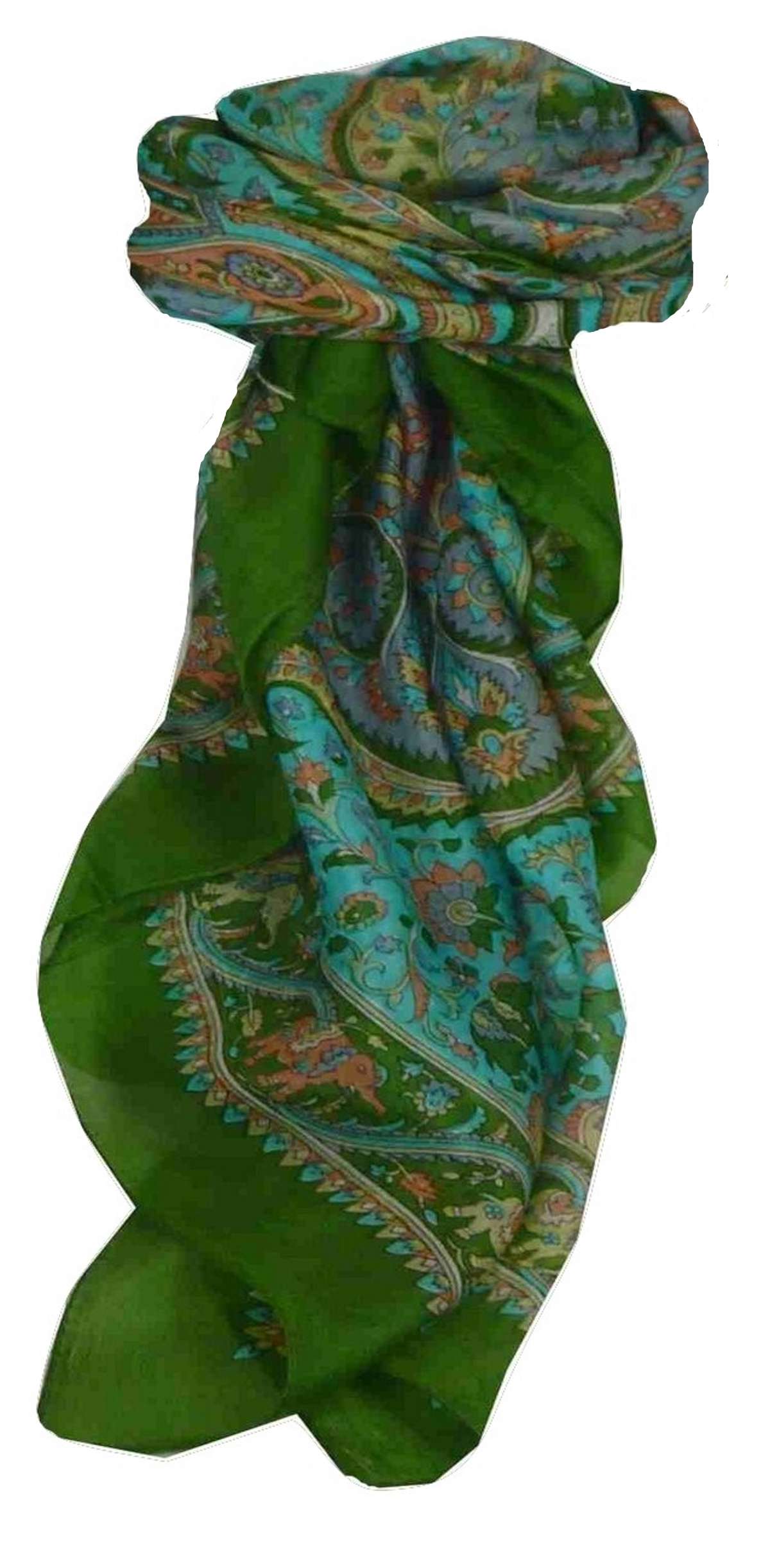 Tradizionale Sciarpa Quadrata di Seta Dida Sage di Pashmina & Silk