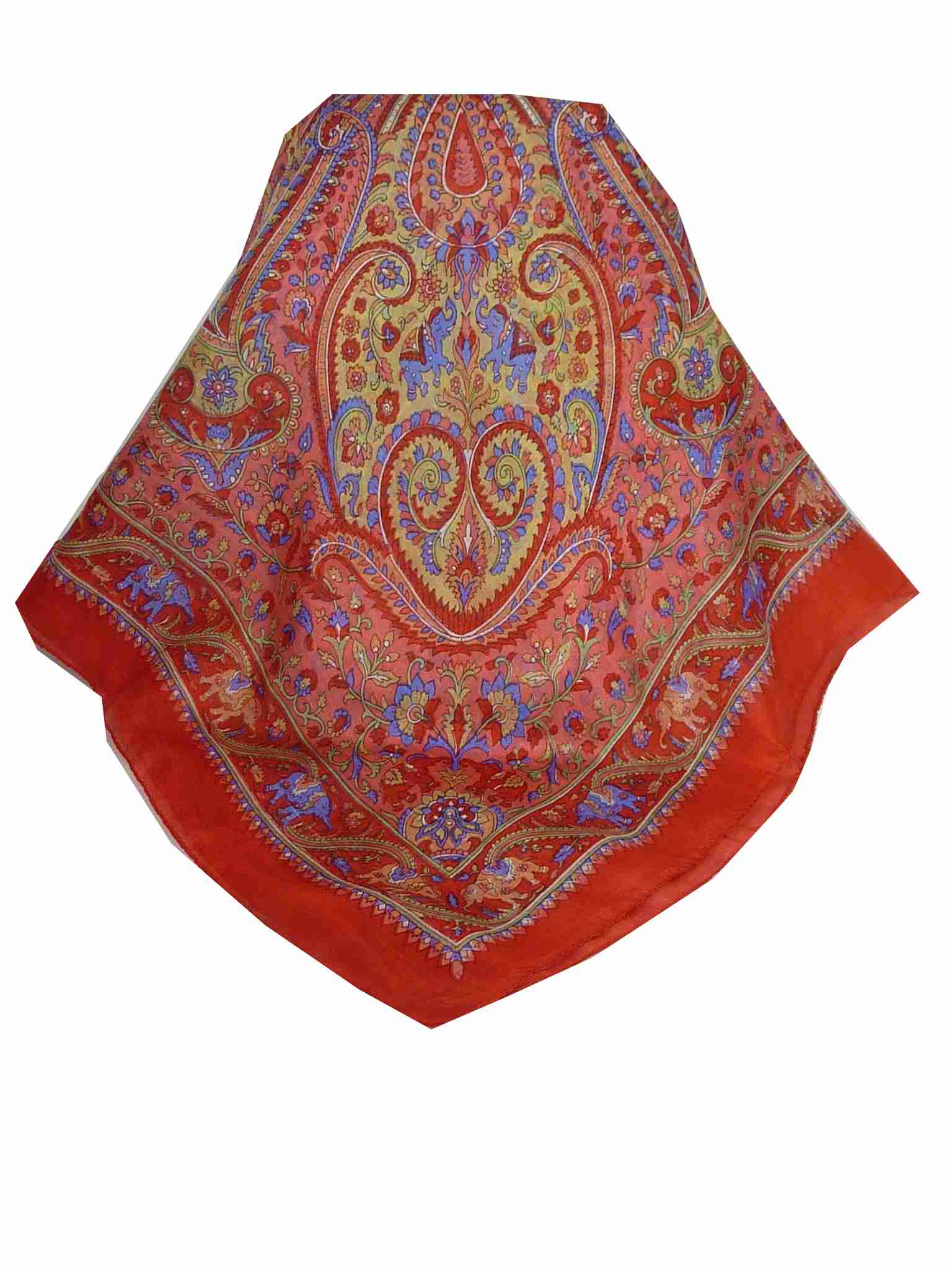 Tradizionale Sciarpa Quadrata di Seta Dida Red di Pashmina & Silk