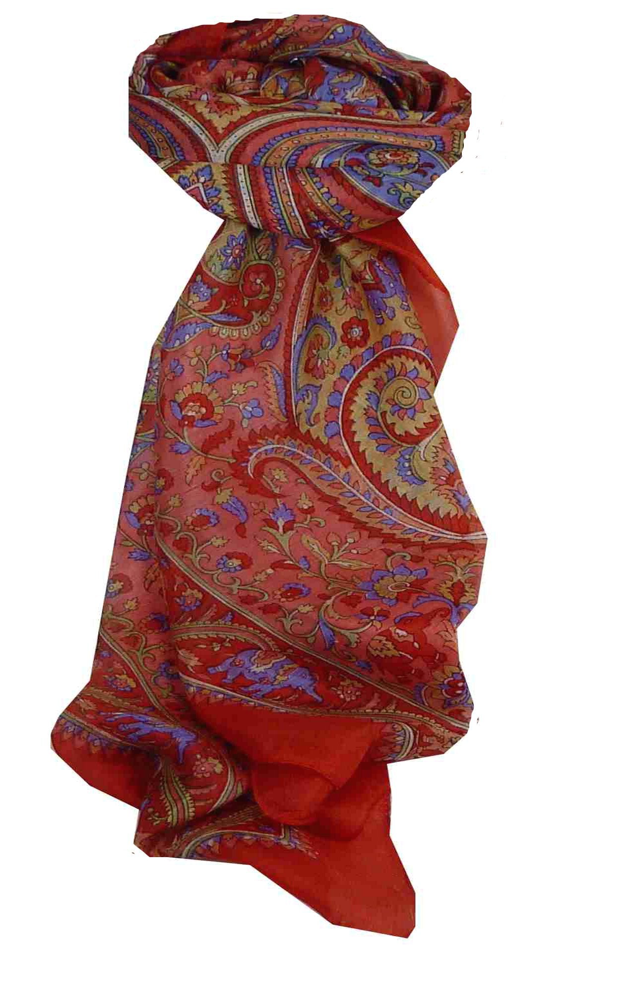 Tradizionale Sciarpa Quadrata di Seta Dida Red di Pashmina & Silk