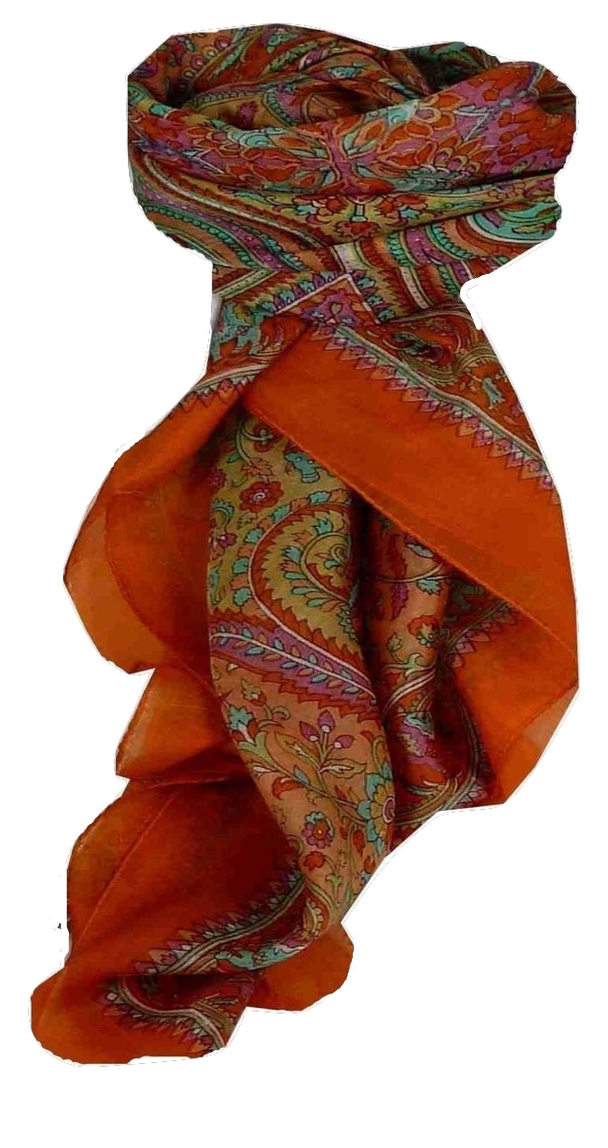 Tradizionale Sciarpa Quadrata di Seta Dida Terracotta di Pashmina & Silk