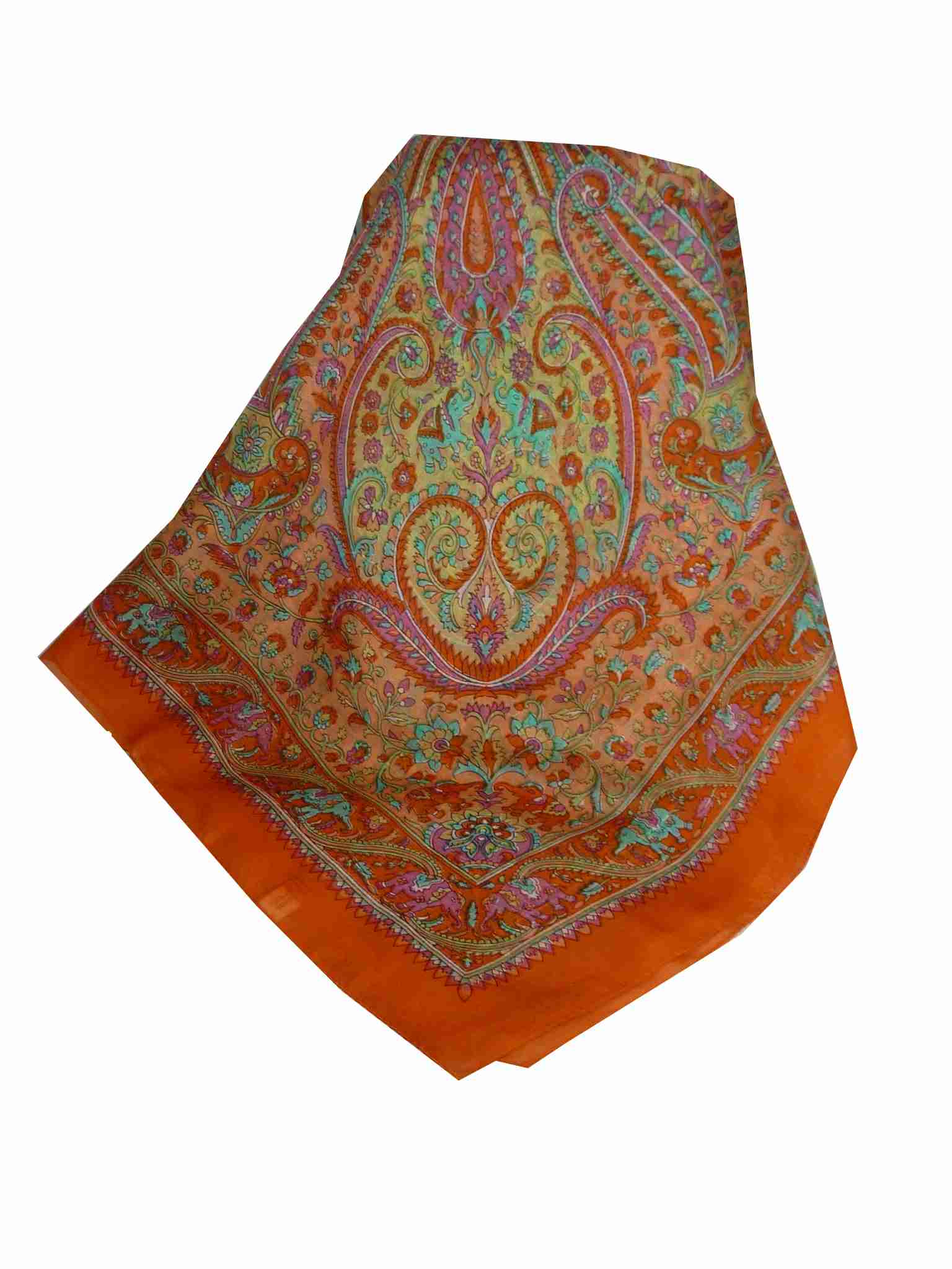 Tradizionale Sciarpa Quadrata di Seta Dida Terracotta di Pashmina & Silk