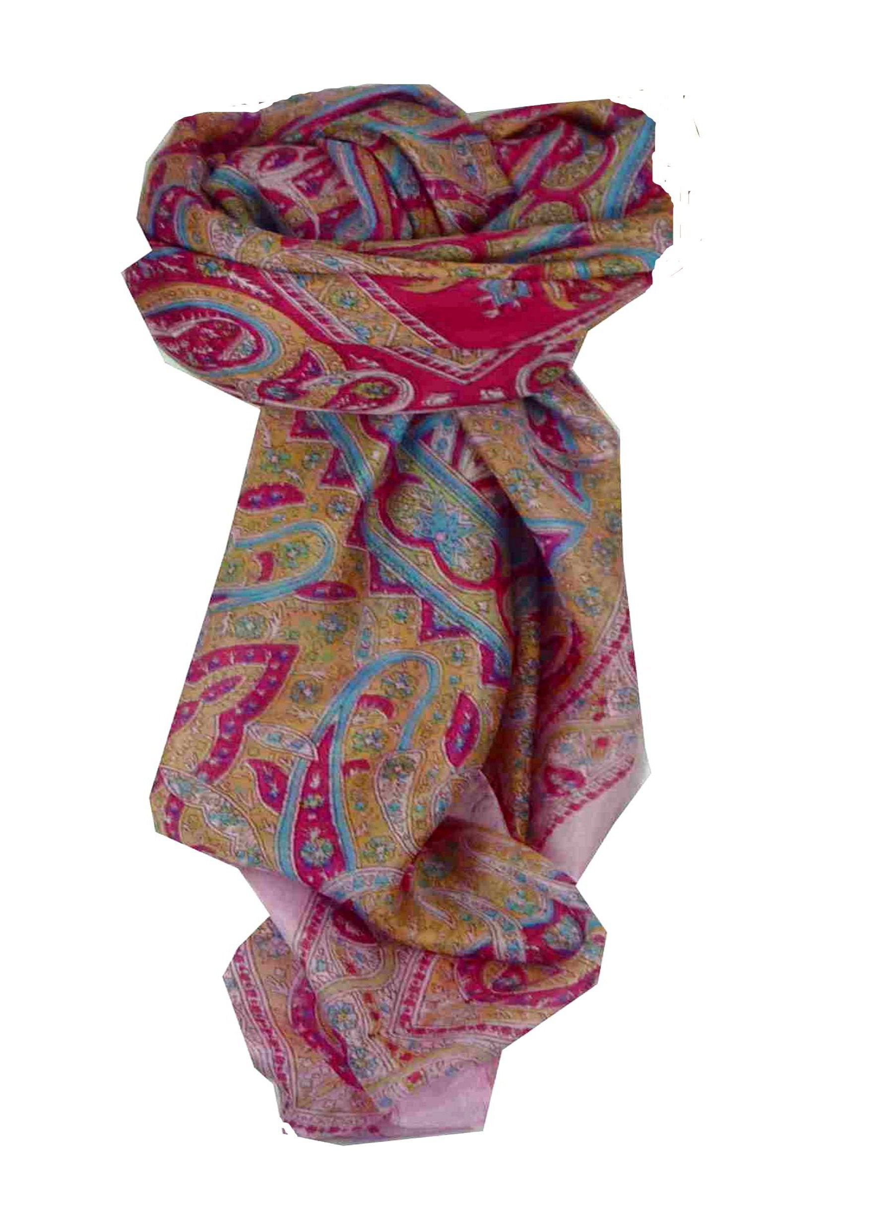 Tradizionale Sciarpa Quadrata di Seta Chail Pink & Red di Pashmina & Silk