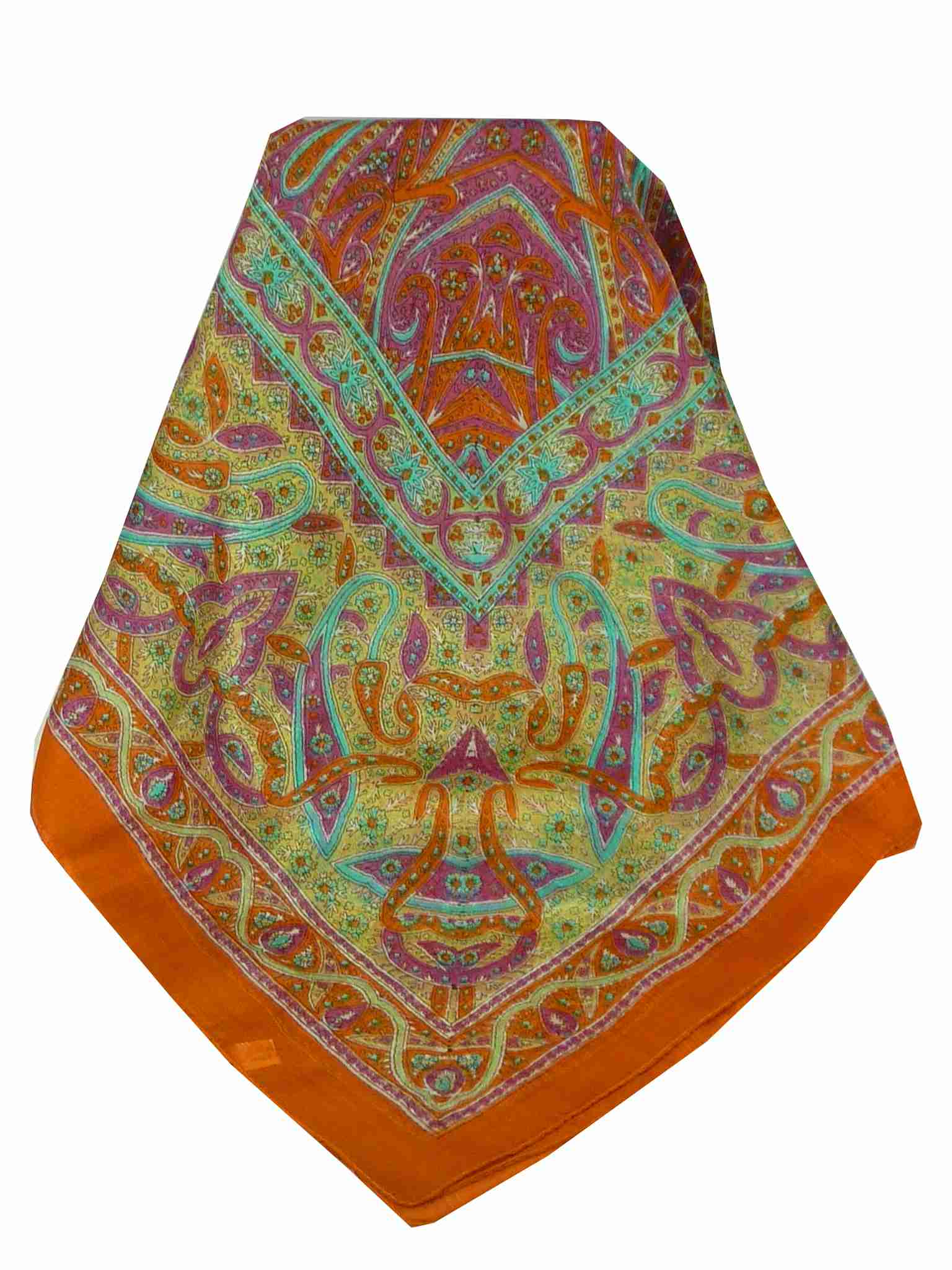 Tradizionale Sciarpa Quadrata di Seta Chail Tangerine di Pashmina & Silk