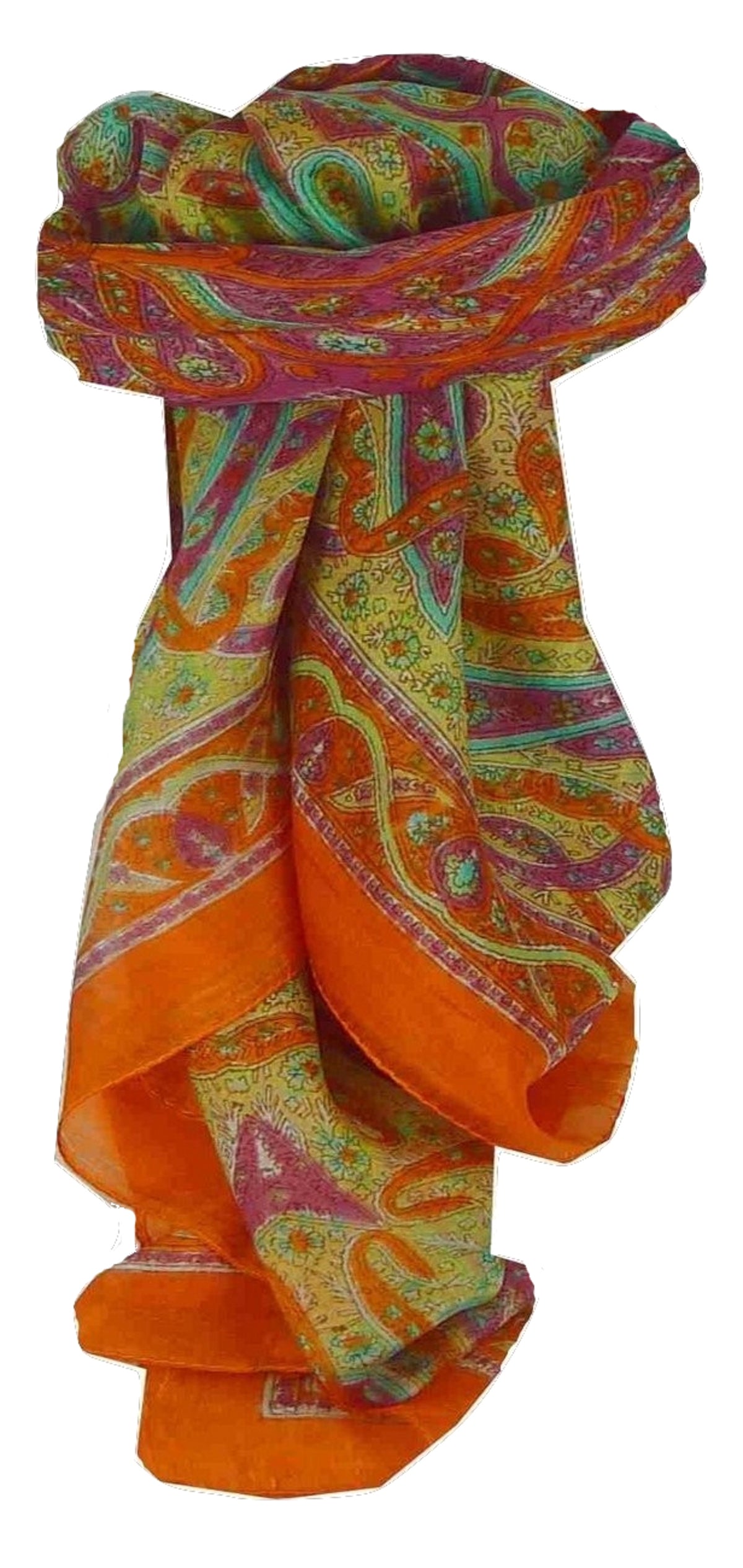 Tradizionale Sciarpa Quadrata di Seta Chail Tangerine di Pashmina & Silk