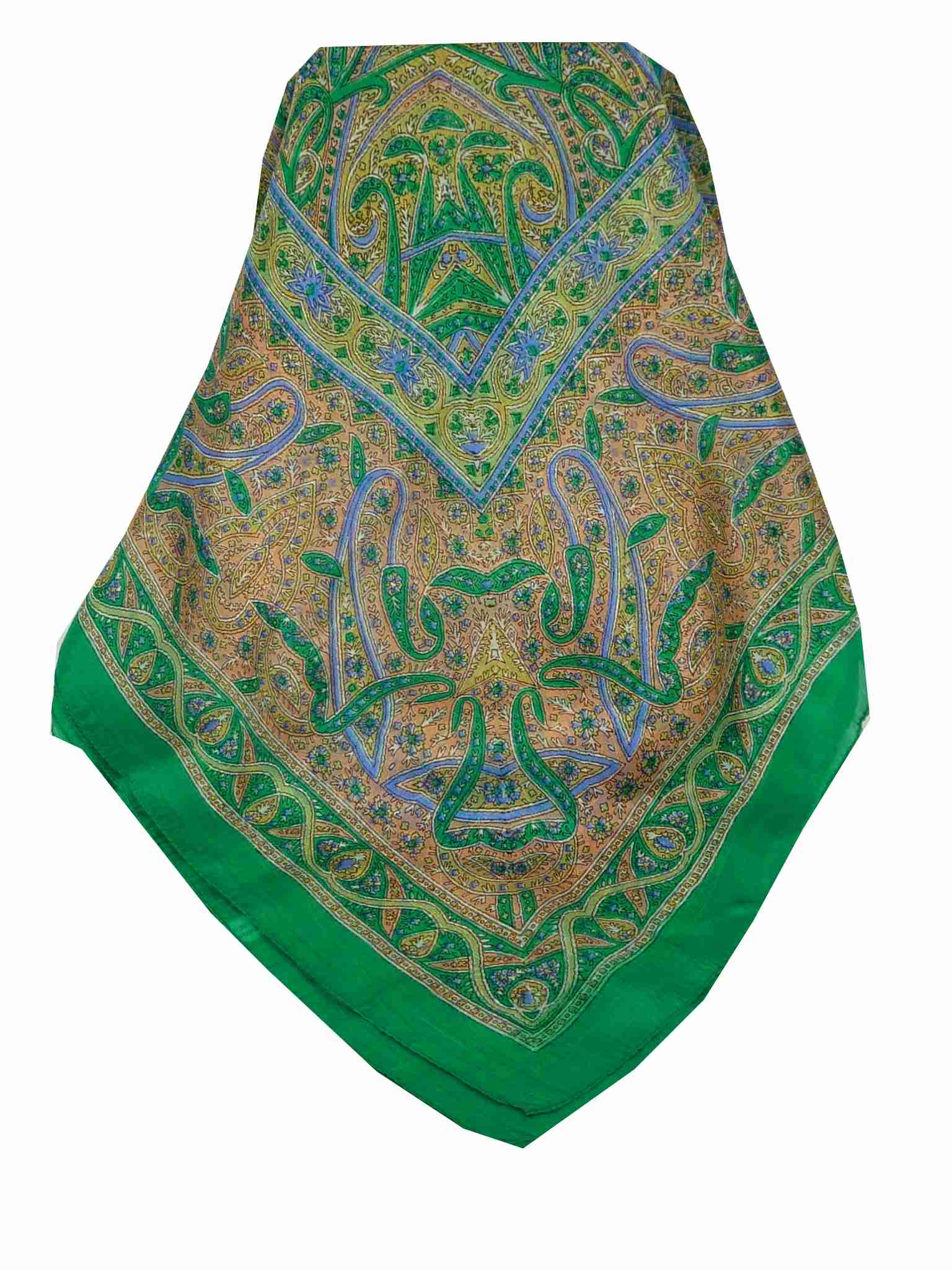 Tradizionale Sciarpa Quadrata di Seta Chail Green di Pashmina & Silk