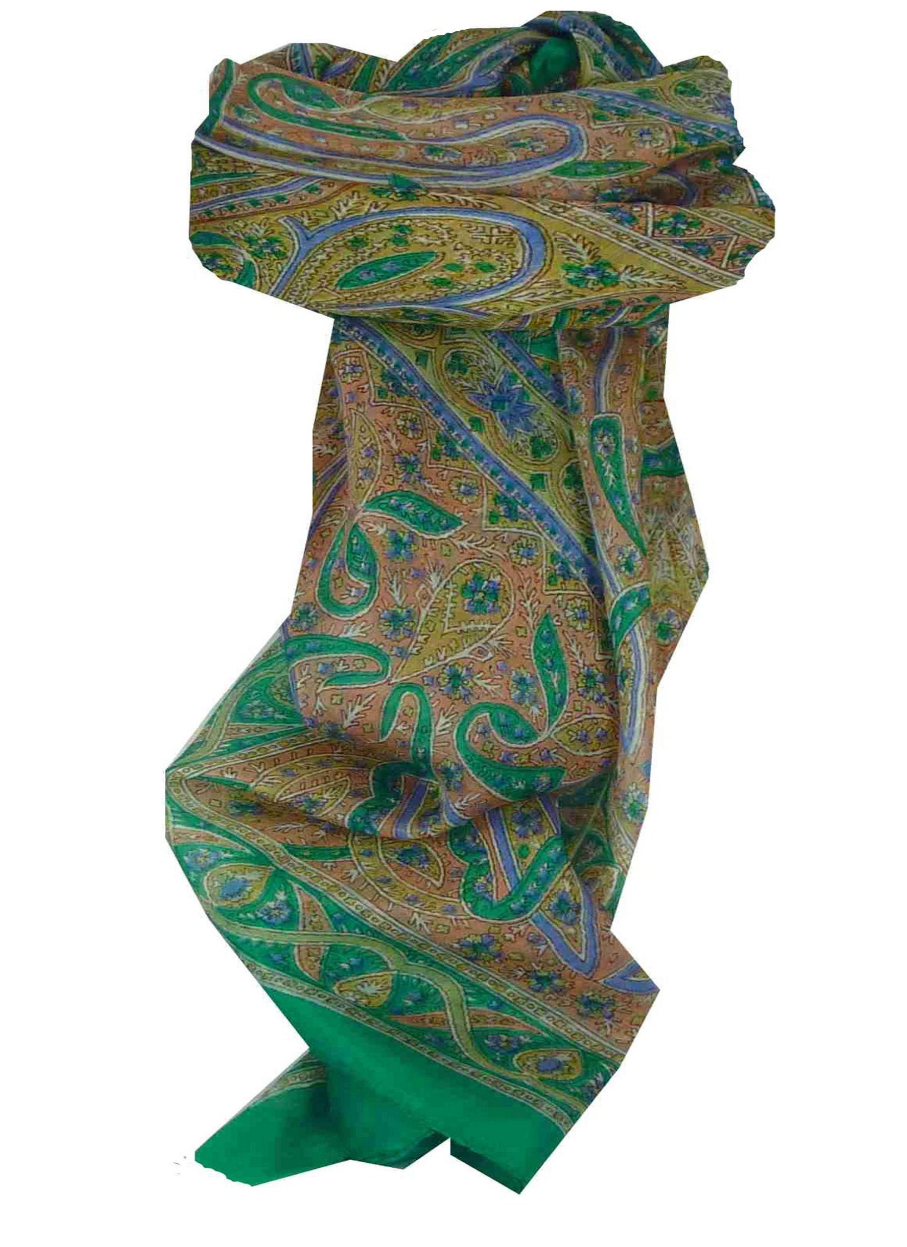 Tradizionale Sciarpa Quadrata di Seta Chail Green di Pashmina & Silk