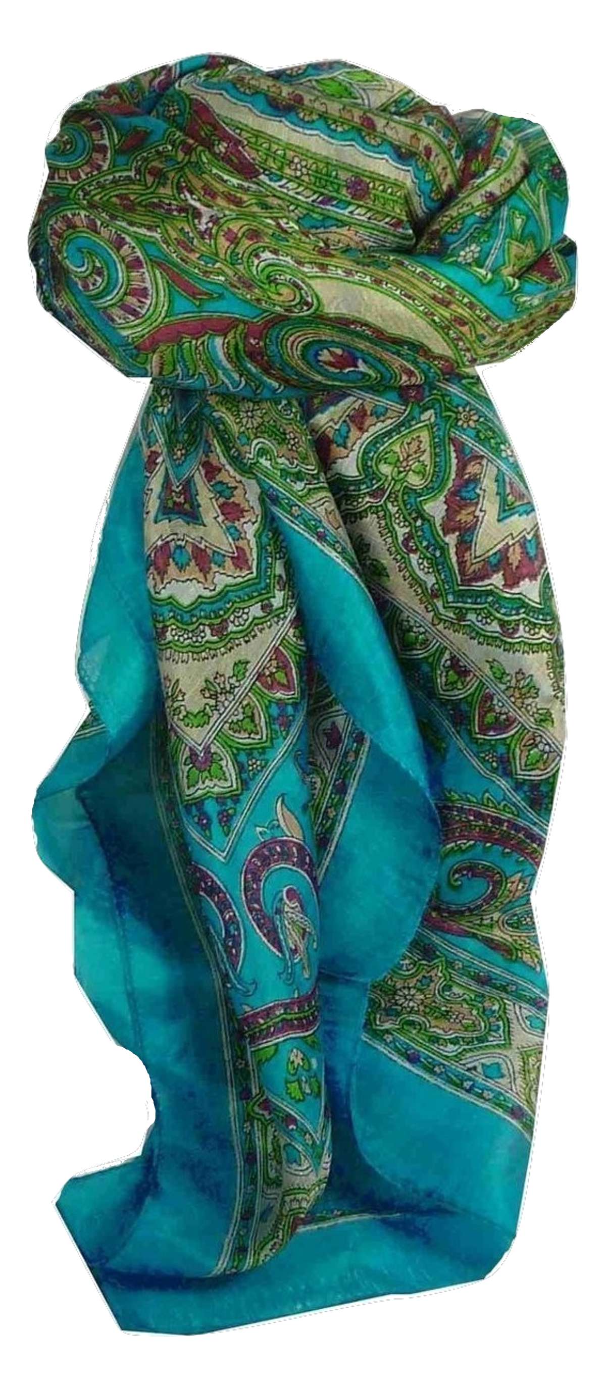 Echarpe Traditional Soie de Mûrier Chakori Light Blue de Pashmina & Silk 