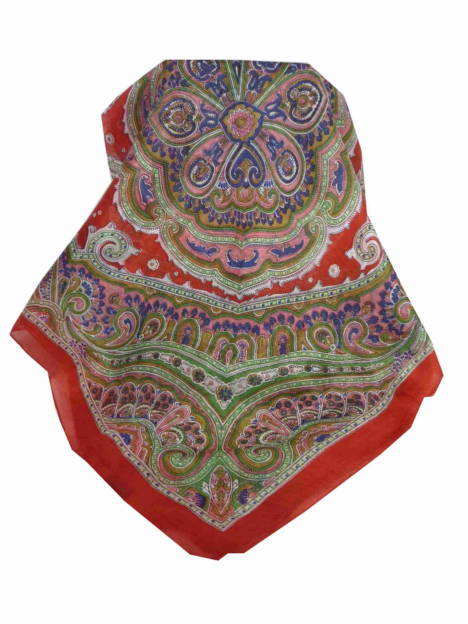 Tradizionale Sciarpa Quadrata di Seta Aylin Flame di Pashmina & Silk