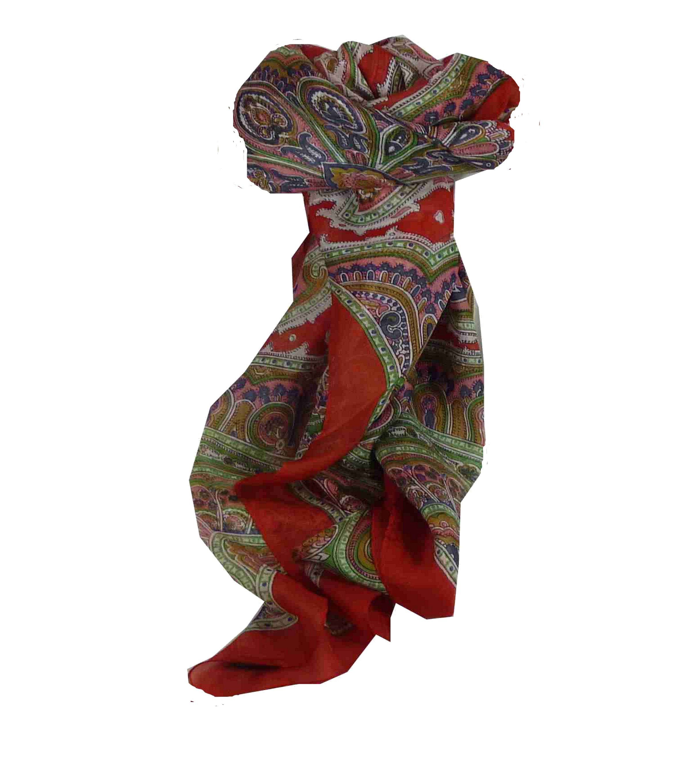 Tradizionale Sciarpa Quadrata di Seta Aylin Flame di Pashmina & Silk