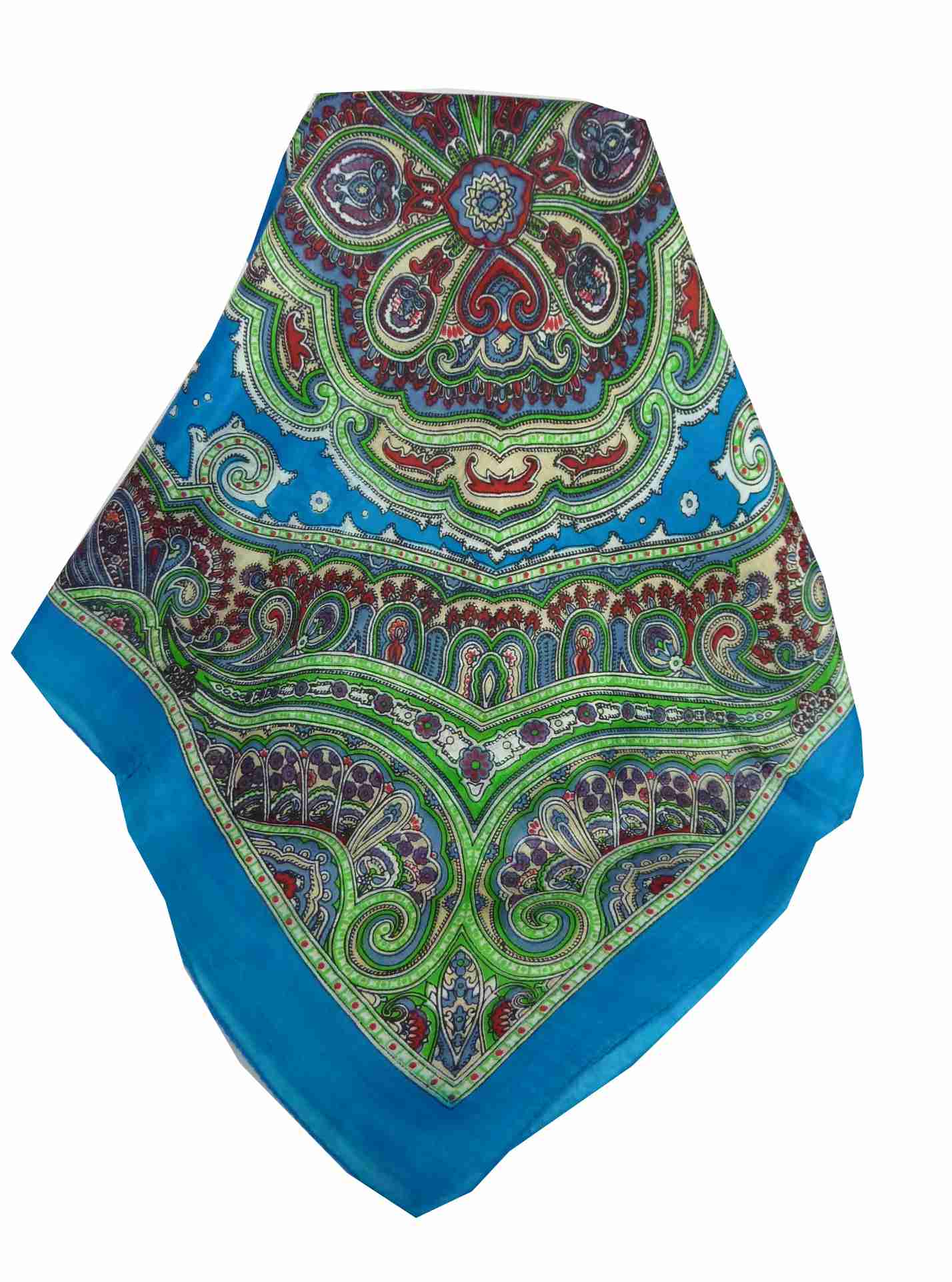 Tradizionale Sciarpa Quadrata di Seta Aylin Light Blue di Pashmina & Silk