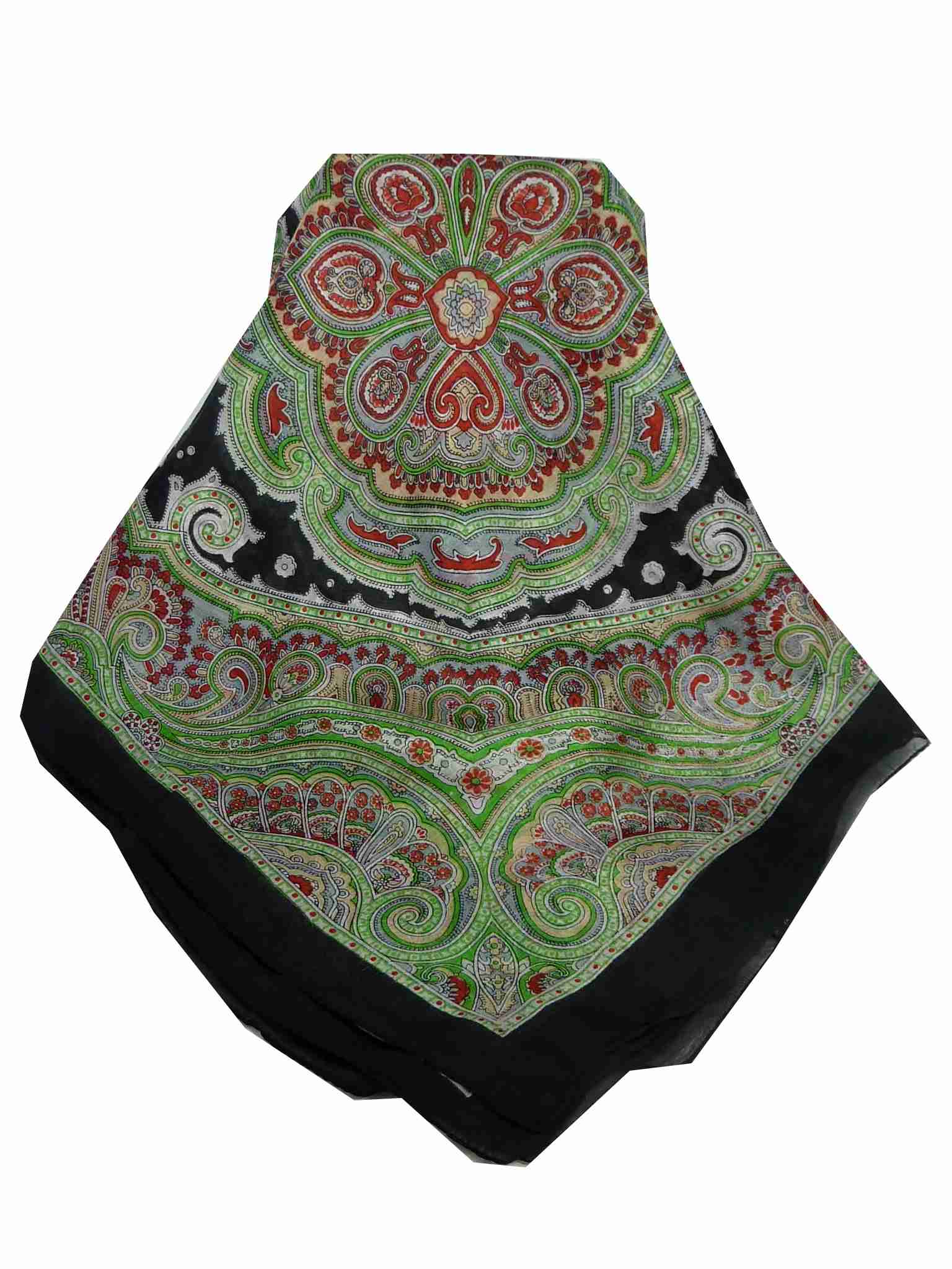 Tradizionale Sciarpa Quadrata di Seta Aylin Black & Red di Pashmina & Silk