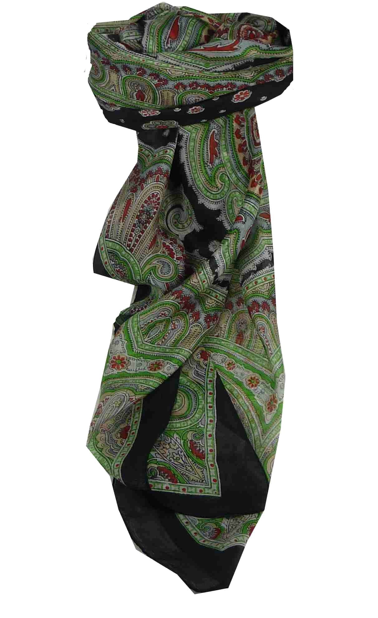 Tradizionale Sciarpa Quadrata di Seta Aylin Black & Red di Pashmina & Silk