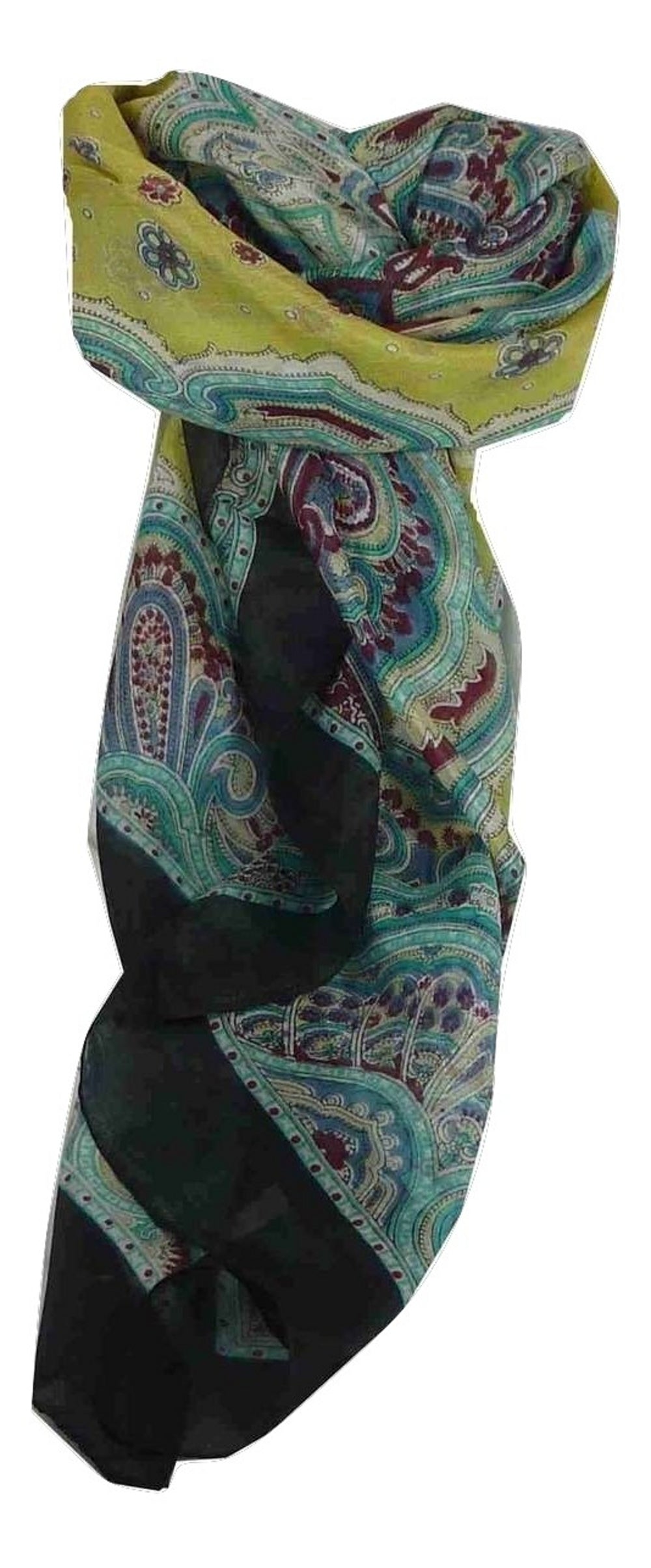 Tradizionale Sciarpa Quadrata di Seta Aylin Black & Teal di Pashmina & Silk