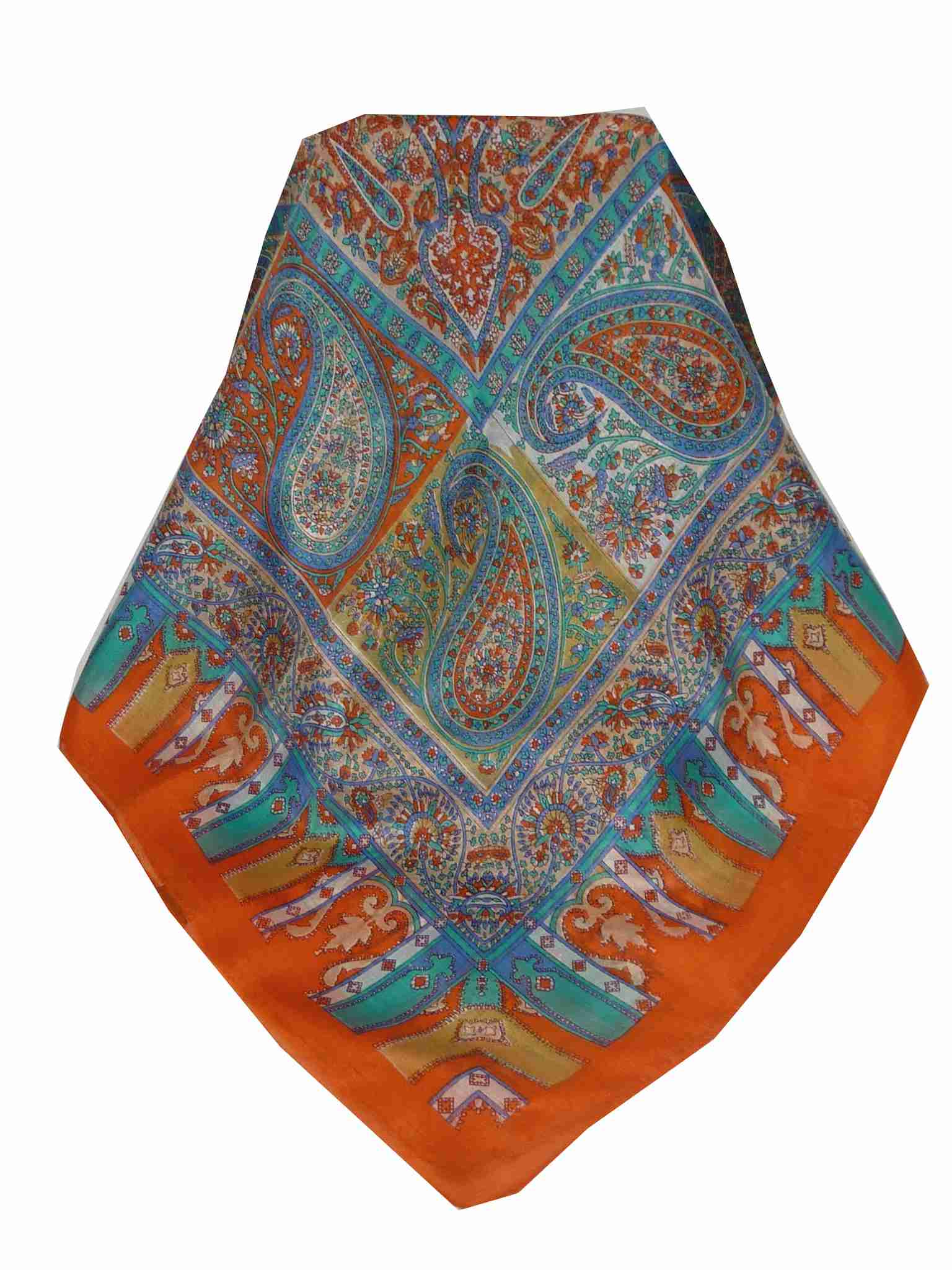Tradizionale Sciarpa Quadrata di Seta Aimee Tangerine di Pashmina & Silk