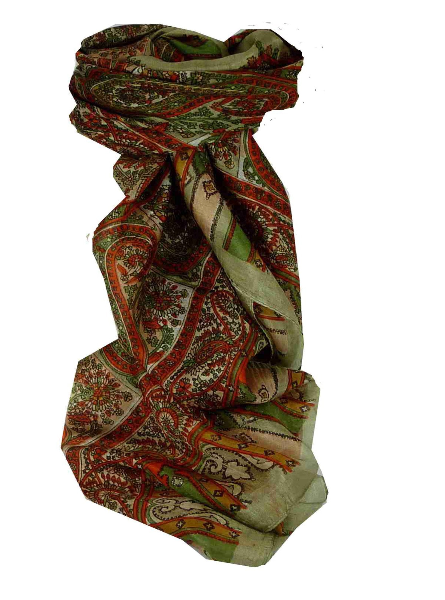 Tradizionale Sciarpa Quadrata di Seta Aimee Grey & Green di Pashmina & Silk