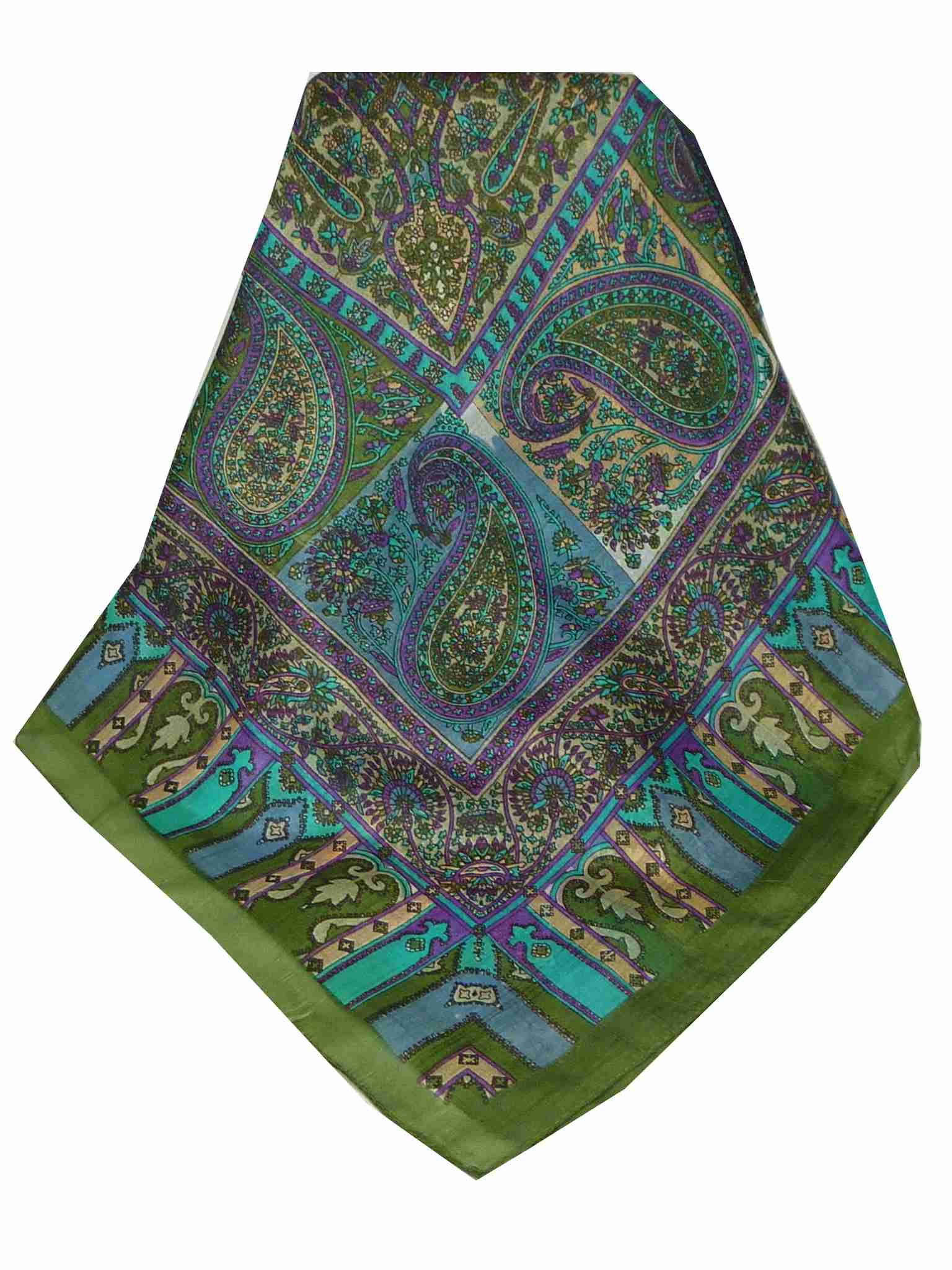 Tradizionale Sciarpa Quadrata di Seta Aimee Sage di Pashmina & Silk