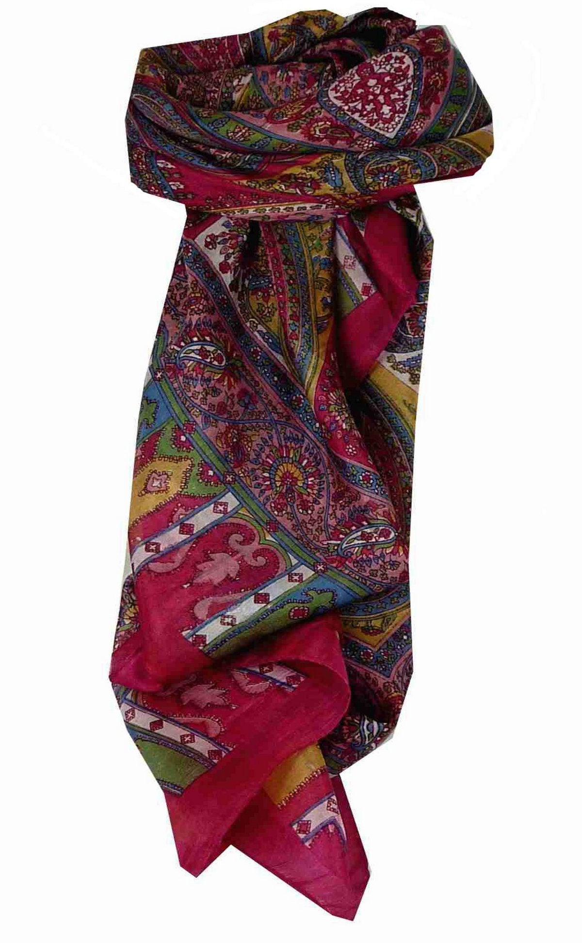 Tradizionale Sciarpa Quadrata di Seta Aimee Pink di Pashmina & Silk